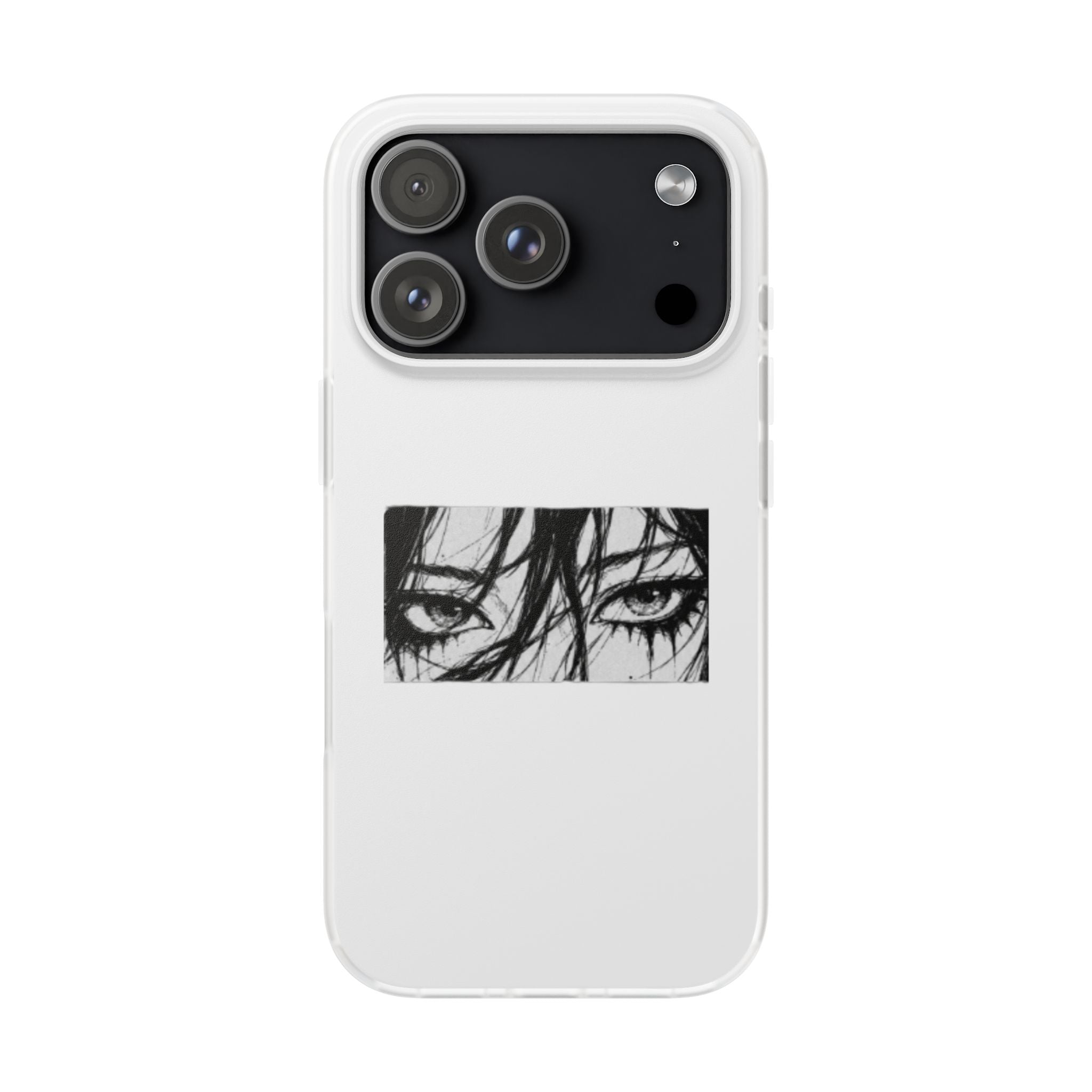 Anime Eyes Illustration Phone Case - Moody Black & White Flexi Case