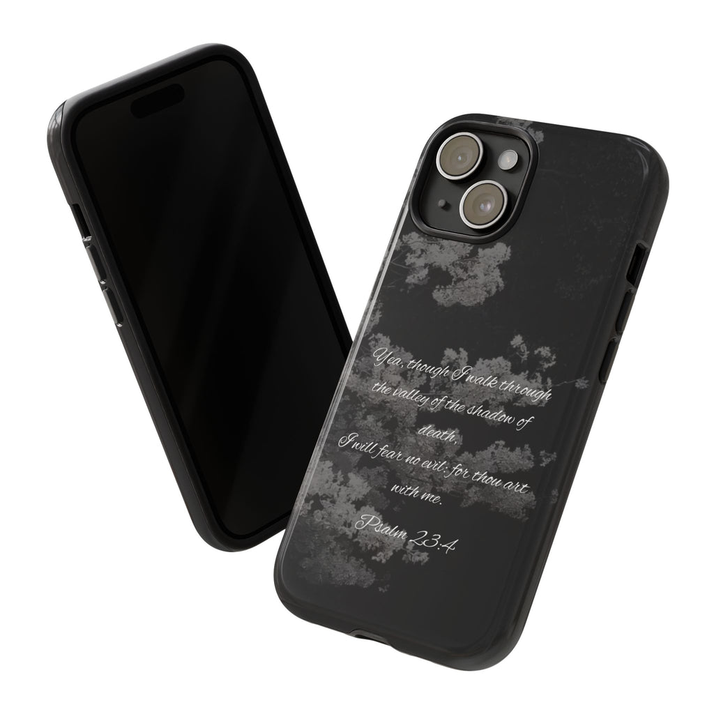 Bible Verse Phone Case — Psalm 23:4 Comfort Black Protective Cover