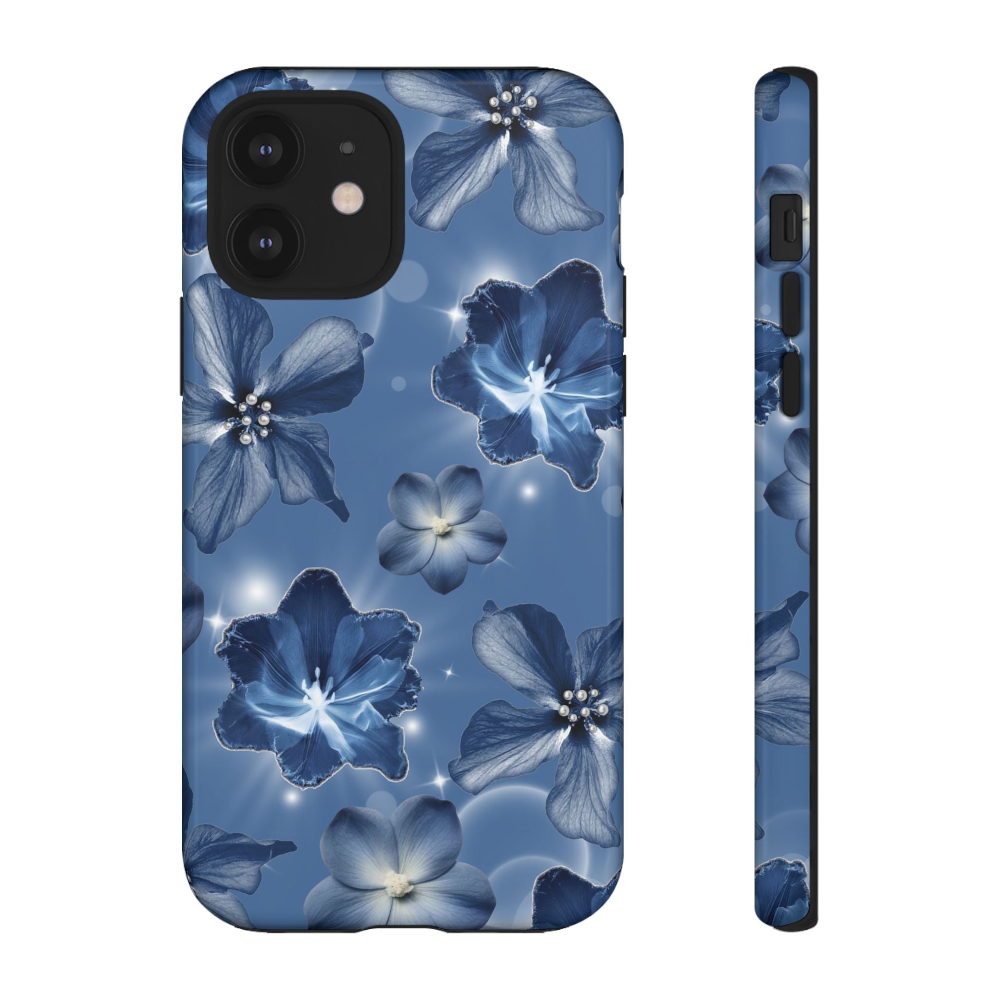 Blue Floral Tough Phone Case — Protective Blossom Design