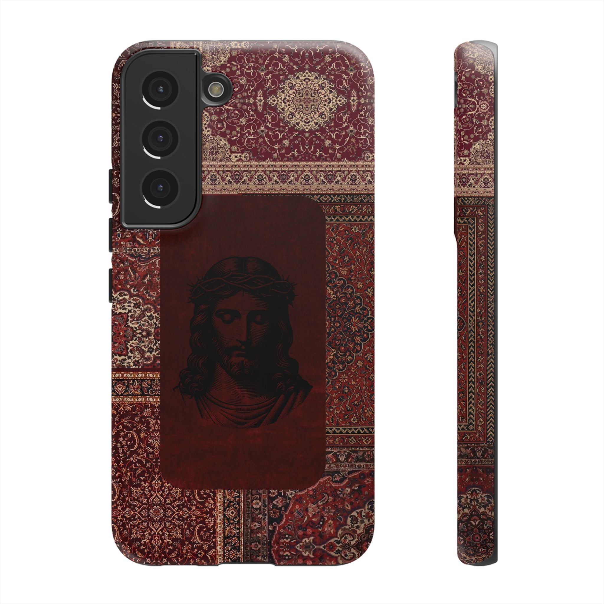 Religious Vintage Rug Phone Case — Jesus Portrait Tough Case