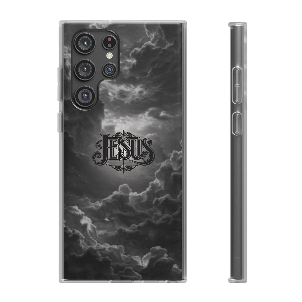 Jesus Cloud Phone Case — Faith-Inspired Flexi Case with 'Jesus' Script