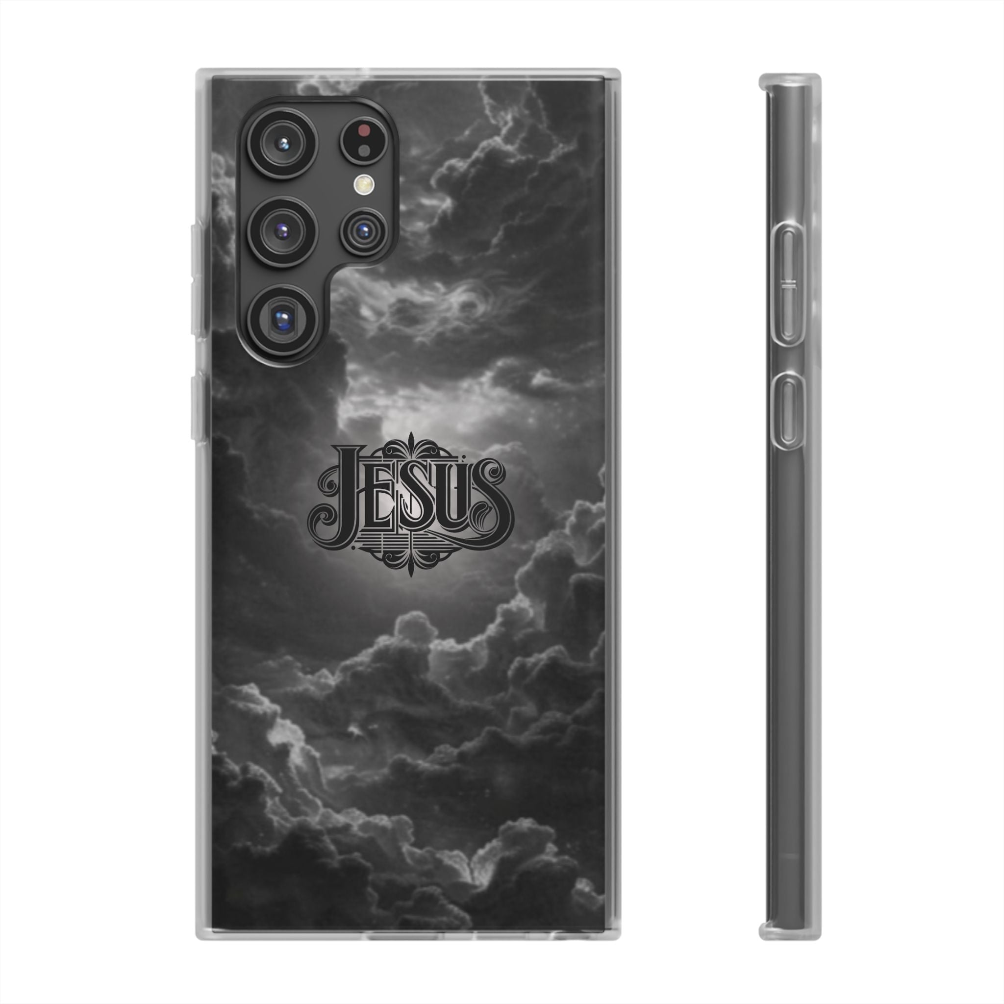 Jesus Cloud Phone Case — Faith-Inspired Flexi Case with 'Jesus' Script
