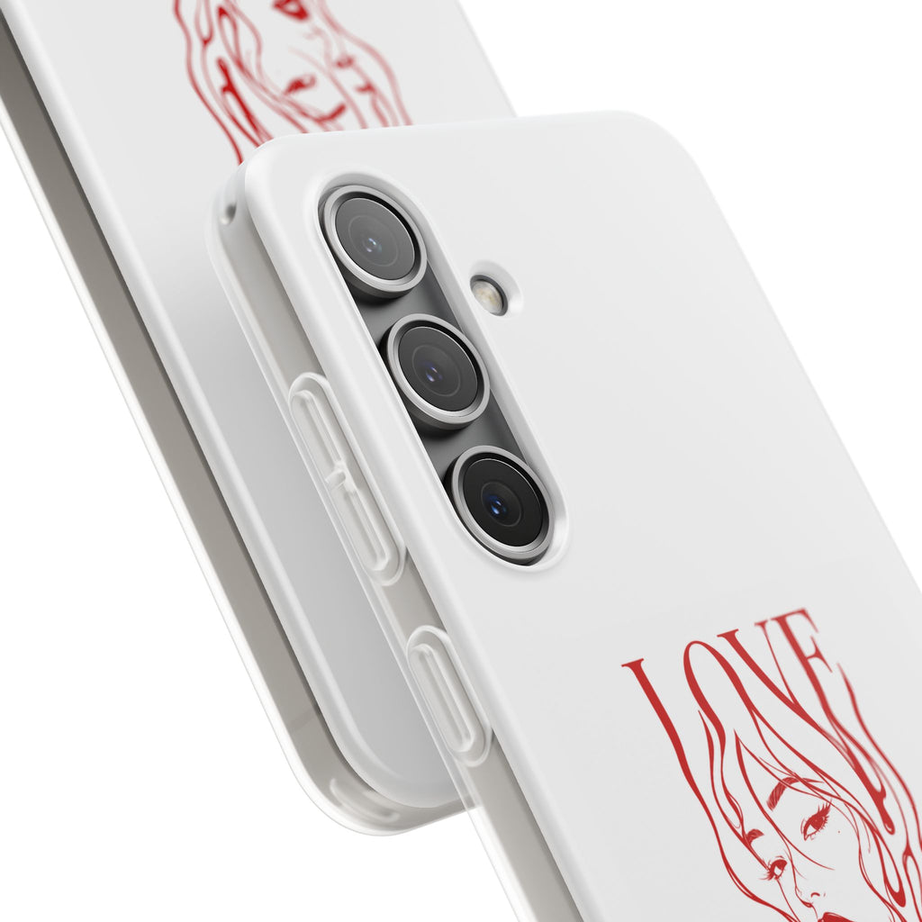Red Line Art 'LOVE'  Face Design - Flexi Case