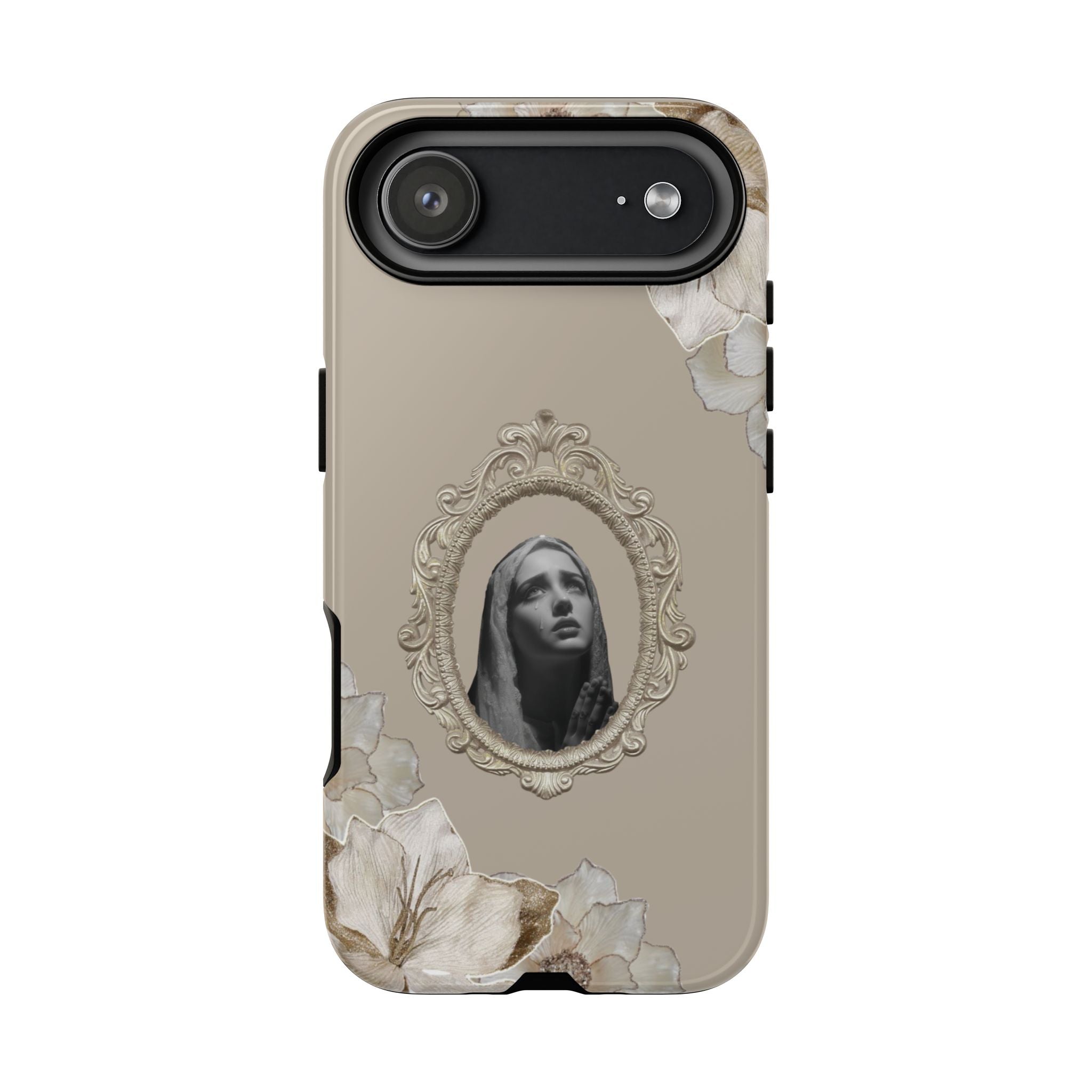 Vintage Floral Phone Case with Sacred Madonna Portrait