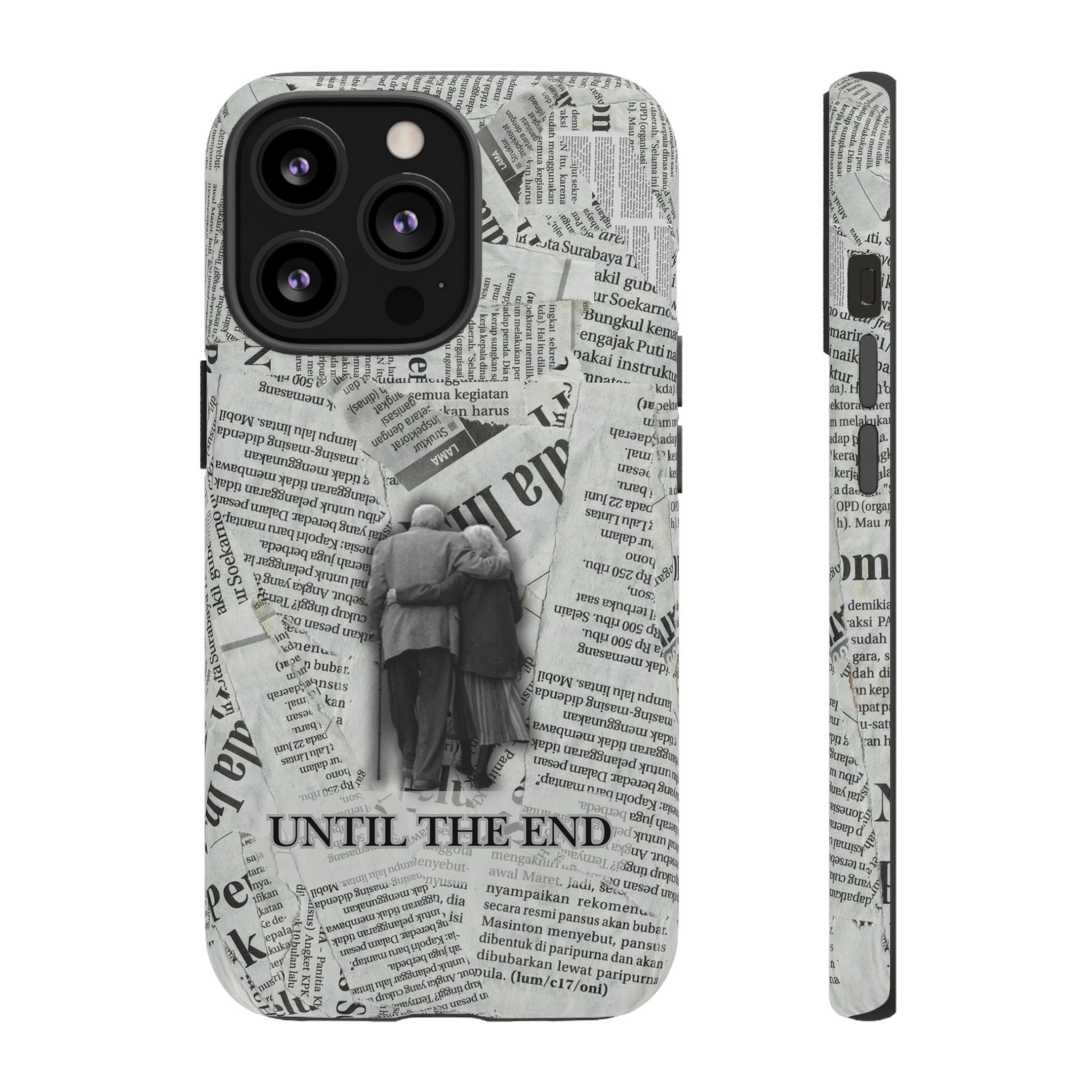Until the End Newspaper Collage Phone Case