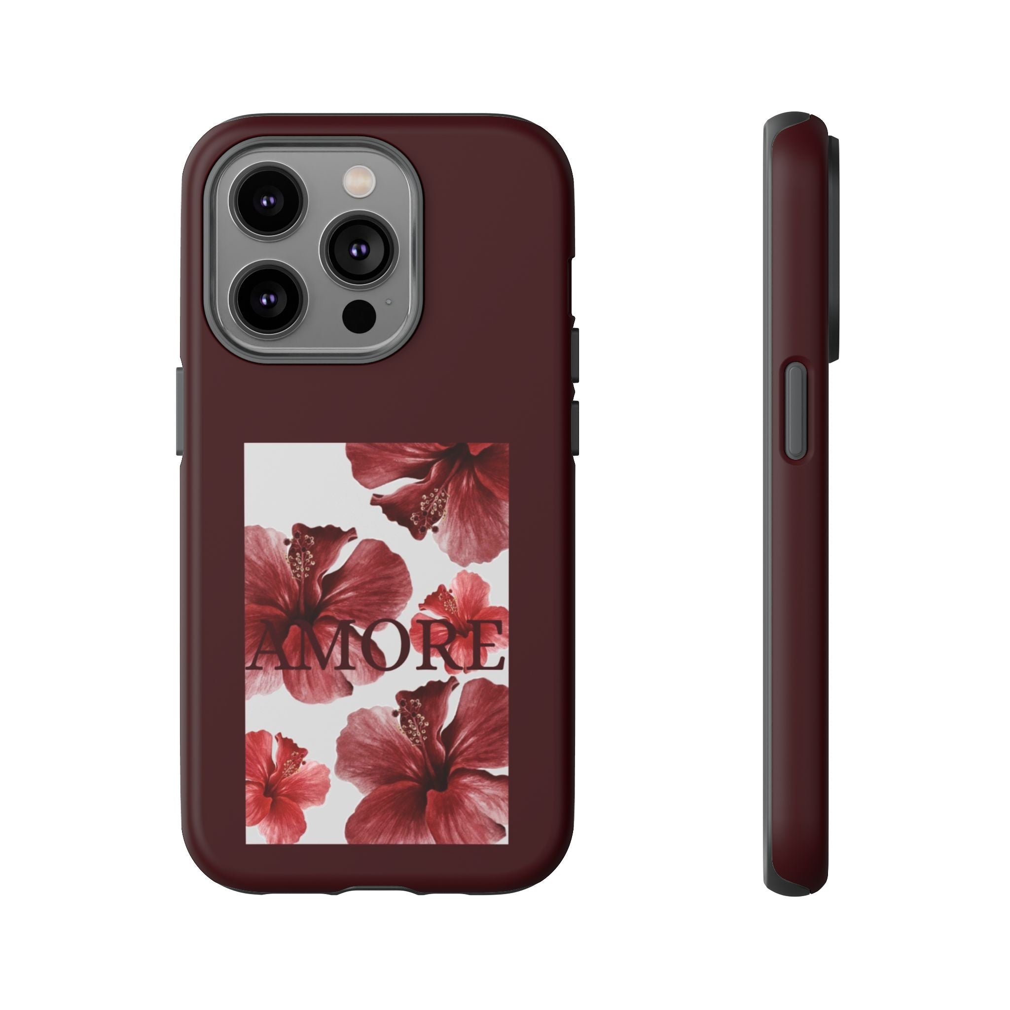 Amore Floral Phone Case — Burgundy Tough Protective Cover