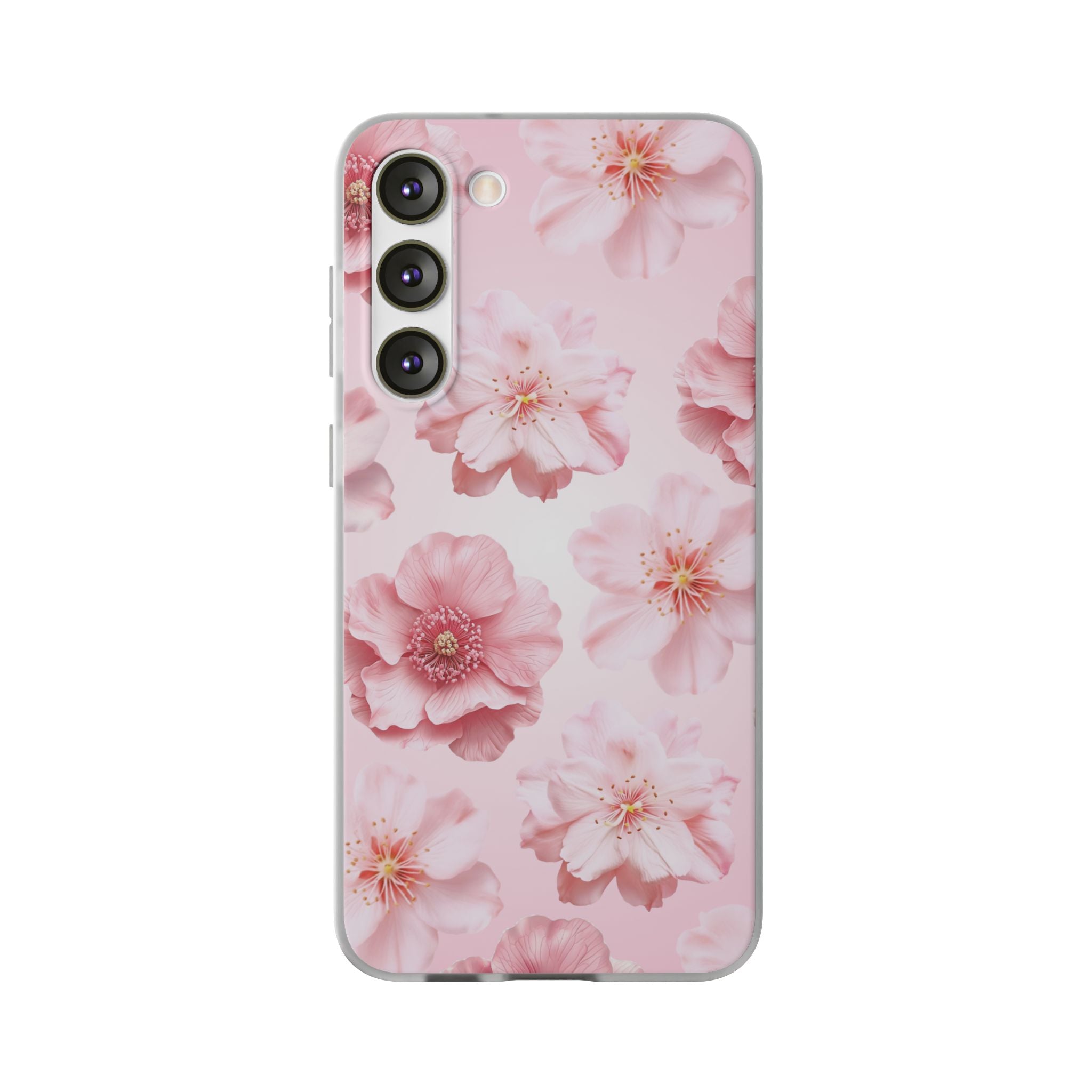 Pink Cherry Blossom Phone Case — Floral Slim Flexi Case for iPhone