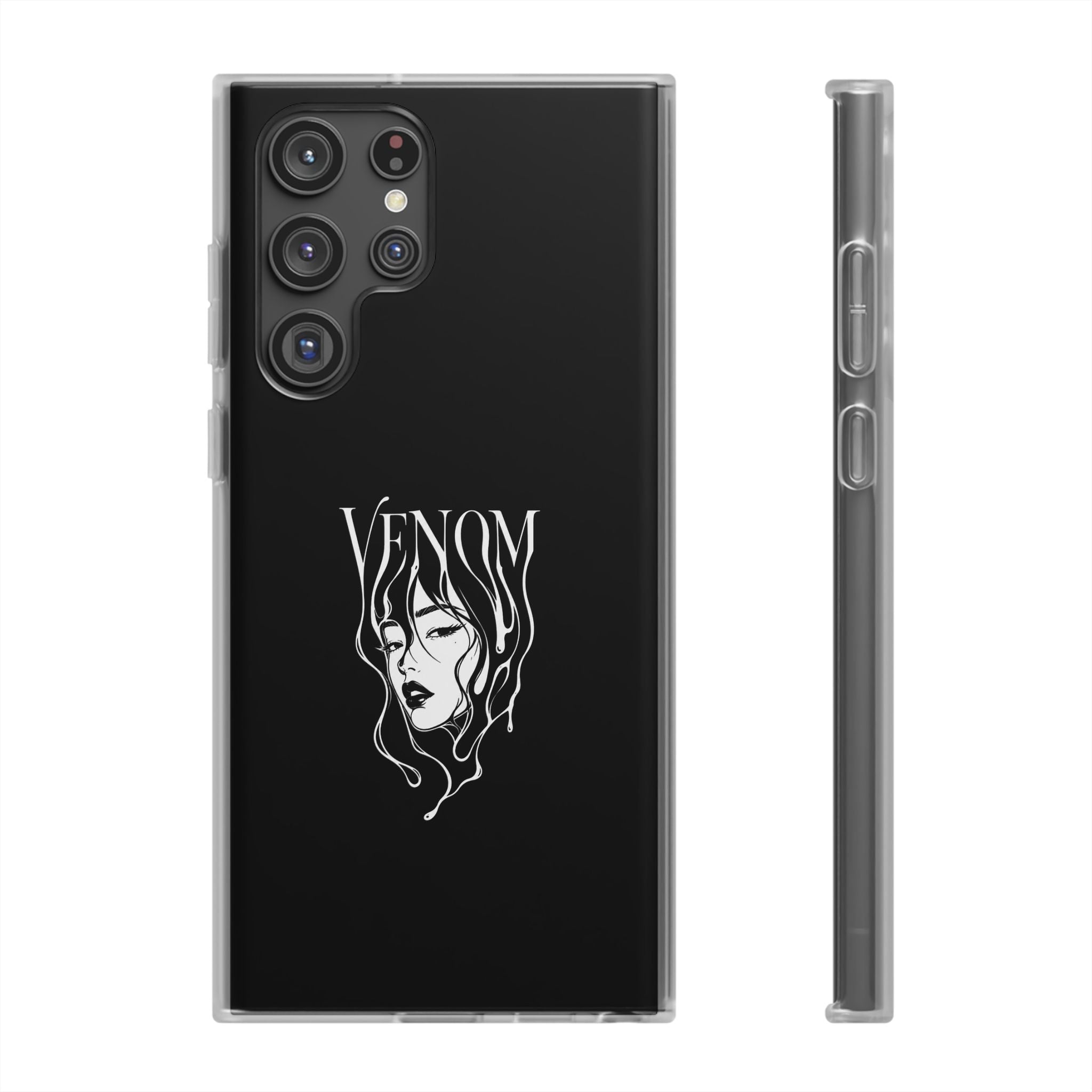 Venom Goth Phone Case — Black Protective Flexible Phone Case with Dark Femme Artwork