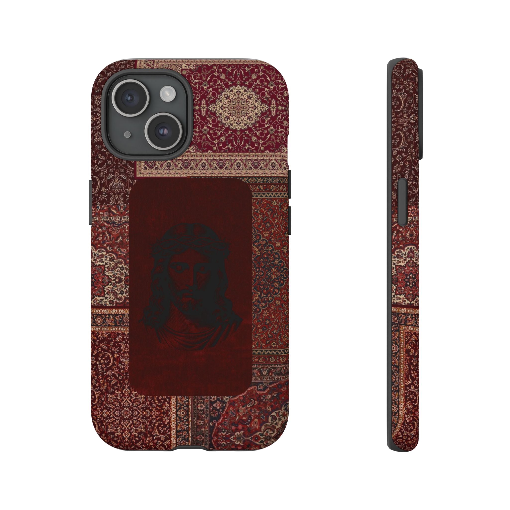 Religious Vintage Rug Phone Case — Jesus Portrait Tough Case