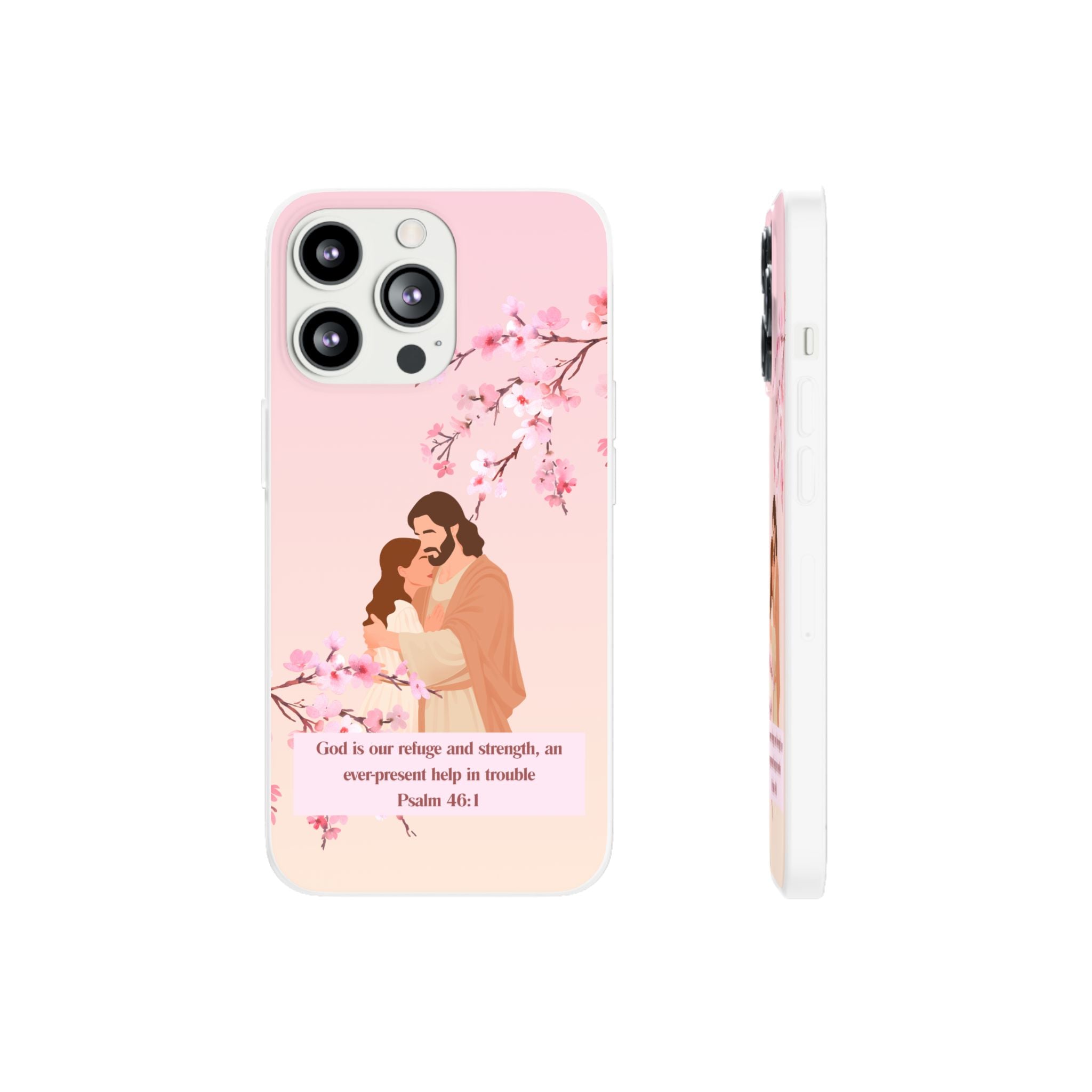 God Is Our Refuge – Psalm 46:1 Cherry Blossom Christian Flexi Phone Case