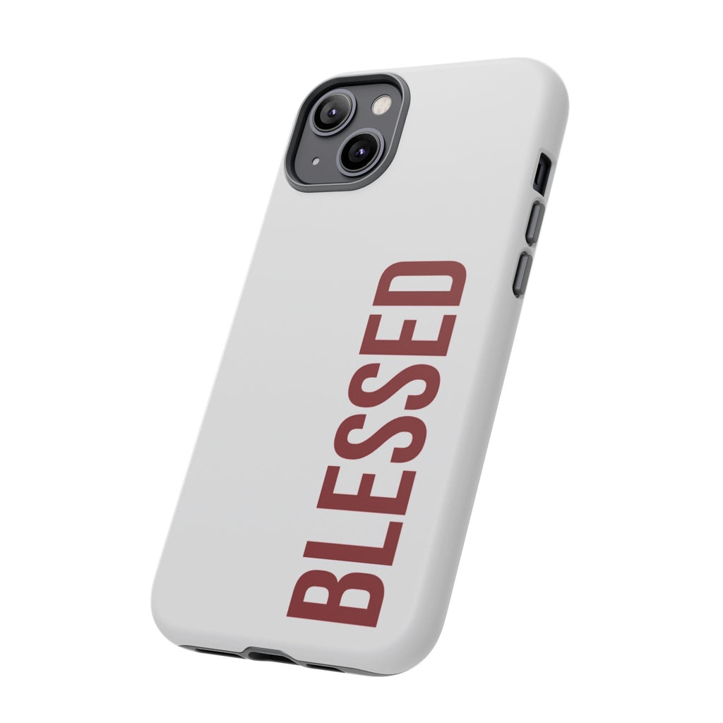 Blessed Vertical Phone Case — Protective Slim iPhone Cover with Red 'BLESSED' Text