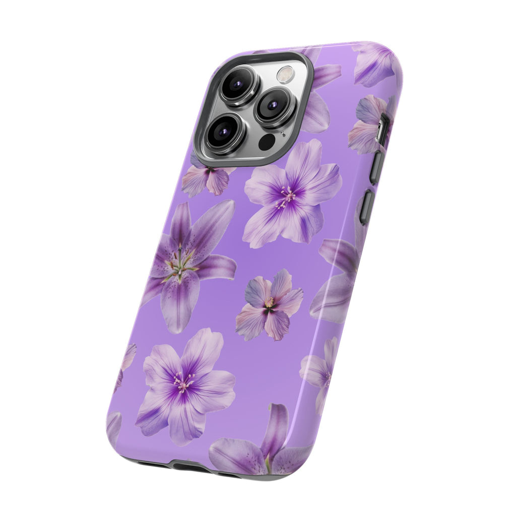 Floral Lavender Tough Phone Case – Purple Blossom Protective Cover