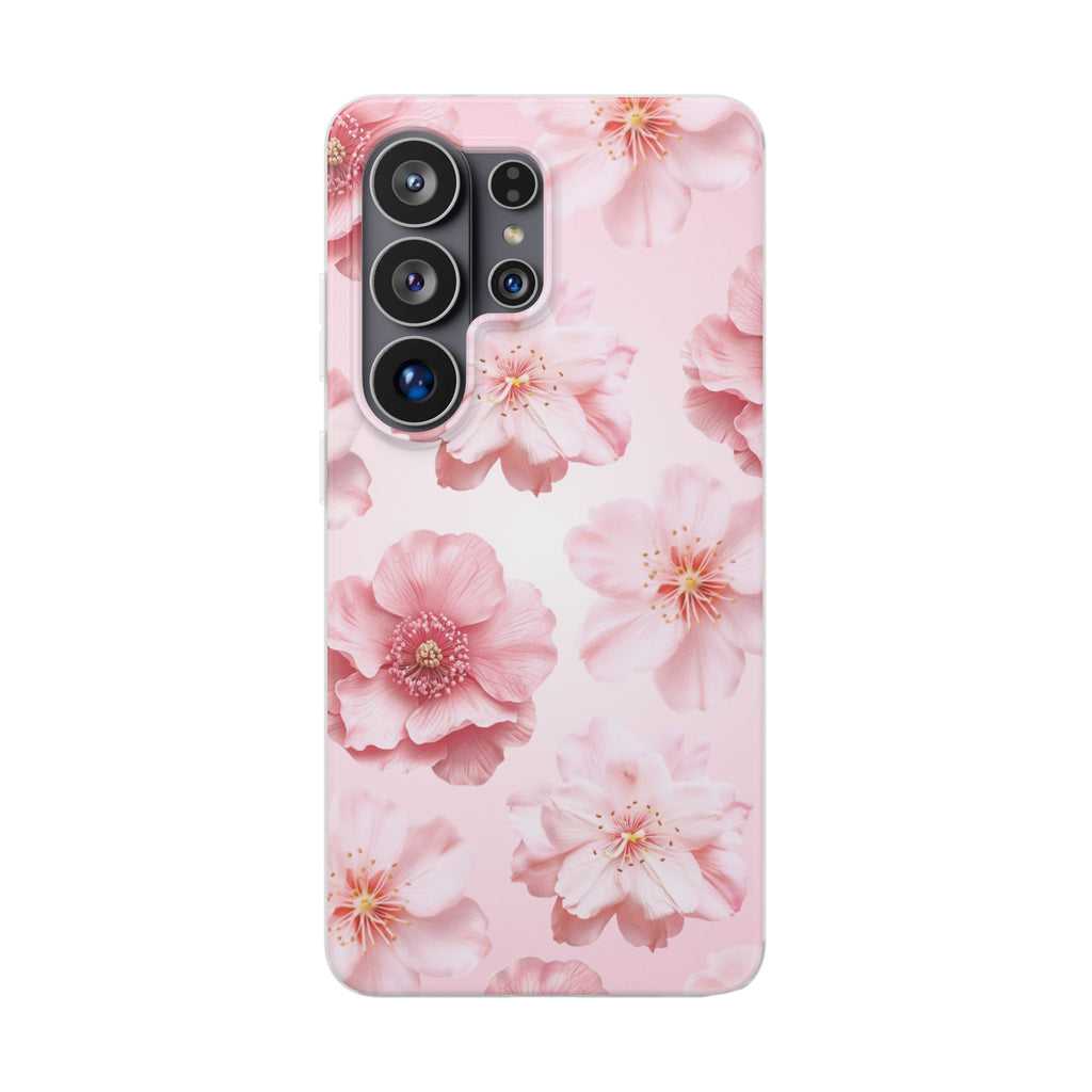 Pink Cherry Blossom Phone Case — Floral Slim Flexi Case for iPhone