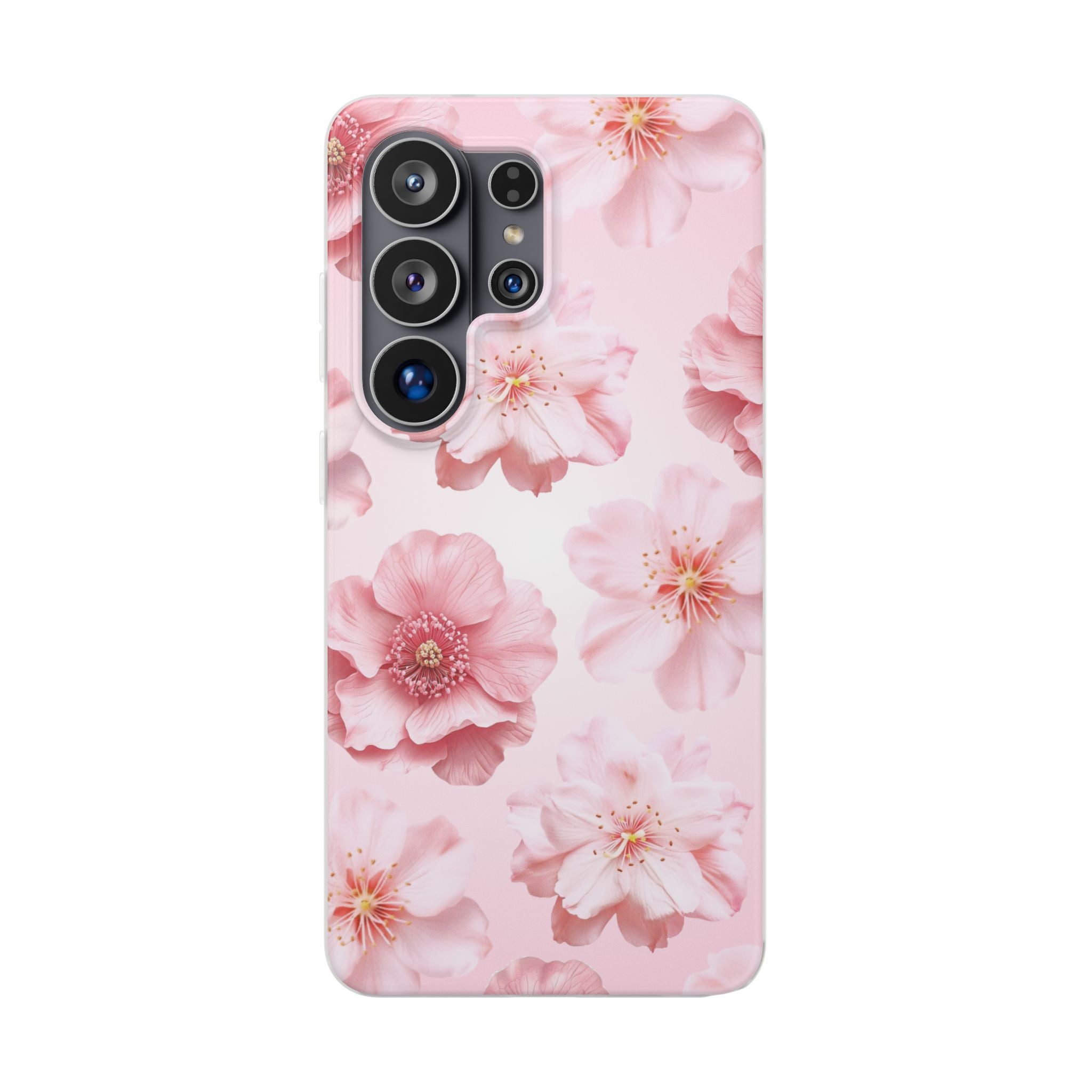 Pink Cherry Blossom Phone Case — Floral Slim Flexi Case for iPhone