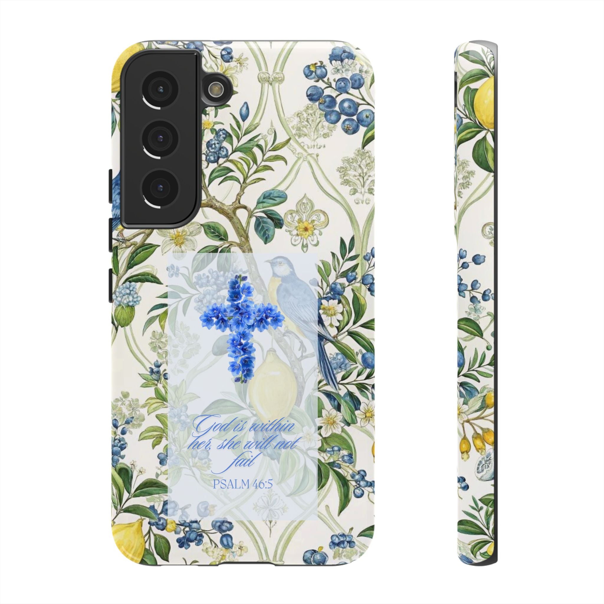 Floral Cross Tough Phone Case — Psalms Blessing Protective Cover