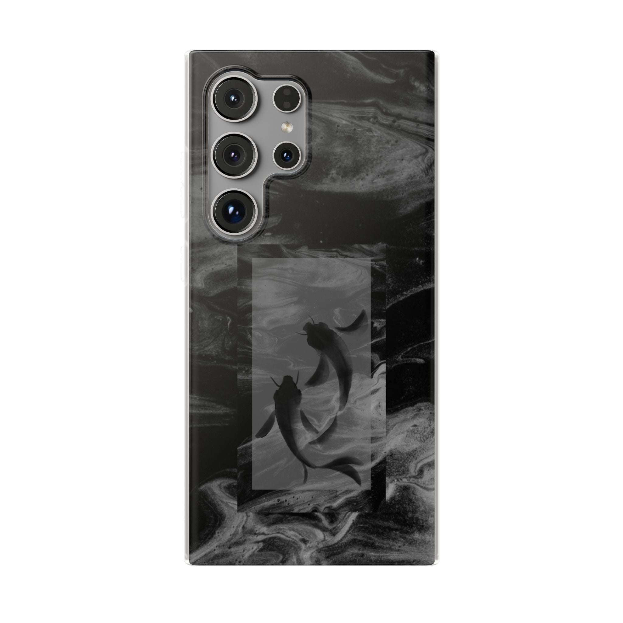 Black Koi Phone Case — Minimalist Monochrome Fish Design