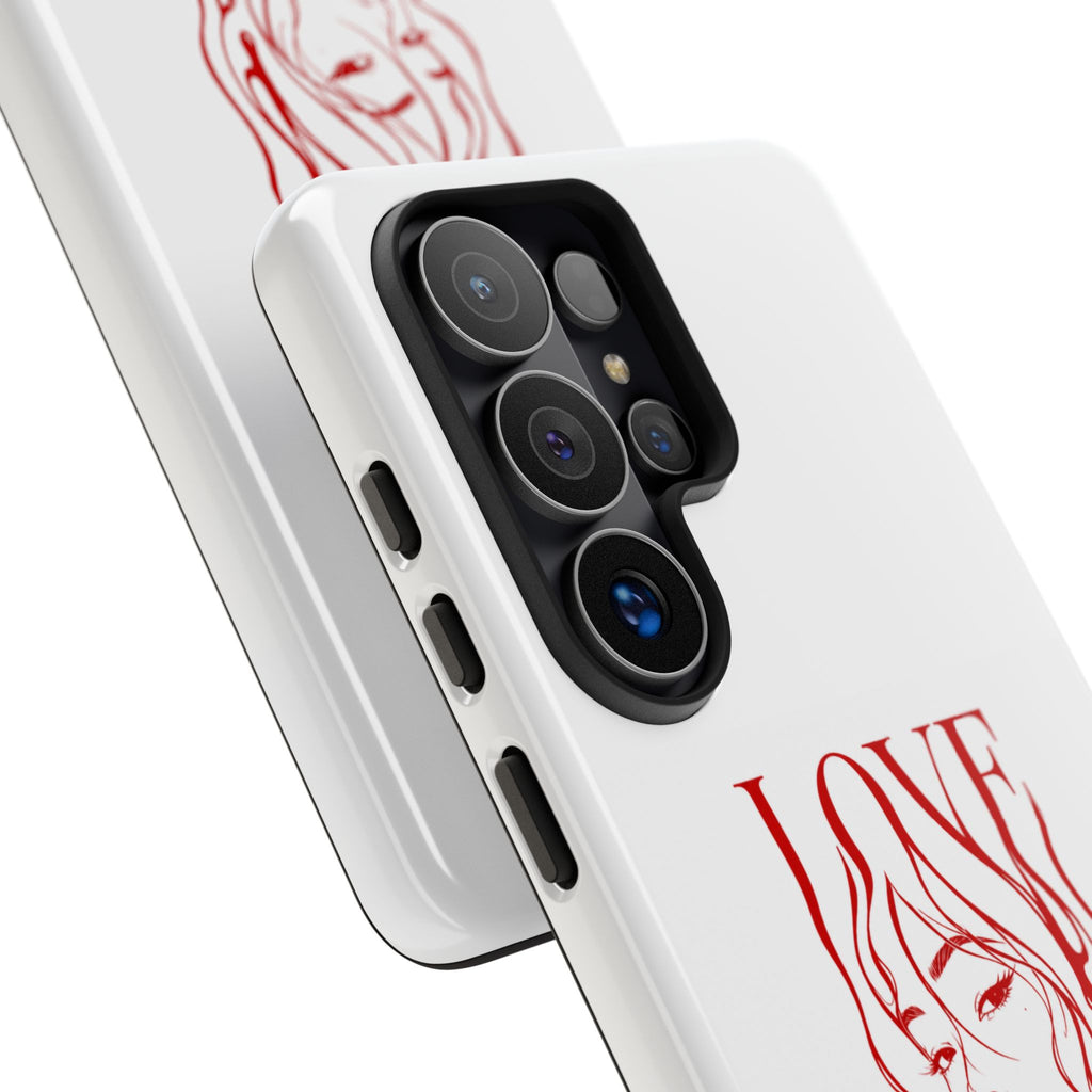 Red Line Art 'Love' Face Design - Tough Case