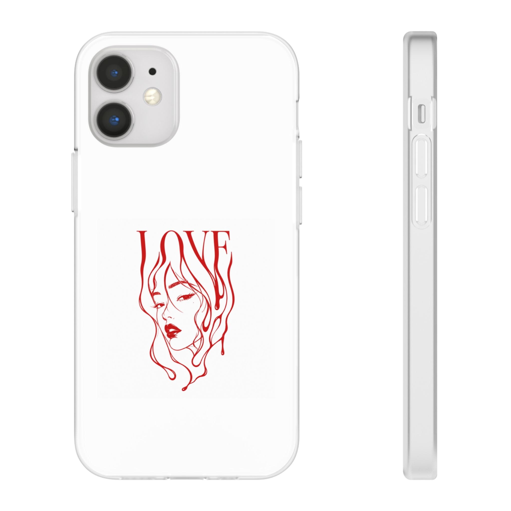 Red Line Art 'LOVE'  Face Design - Flexi Case