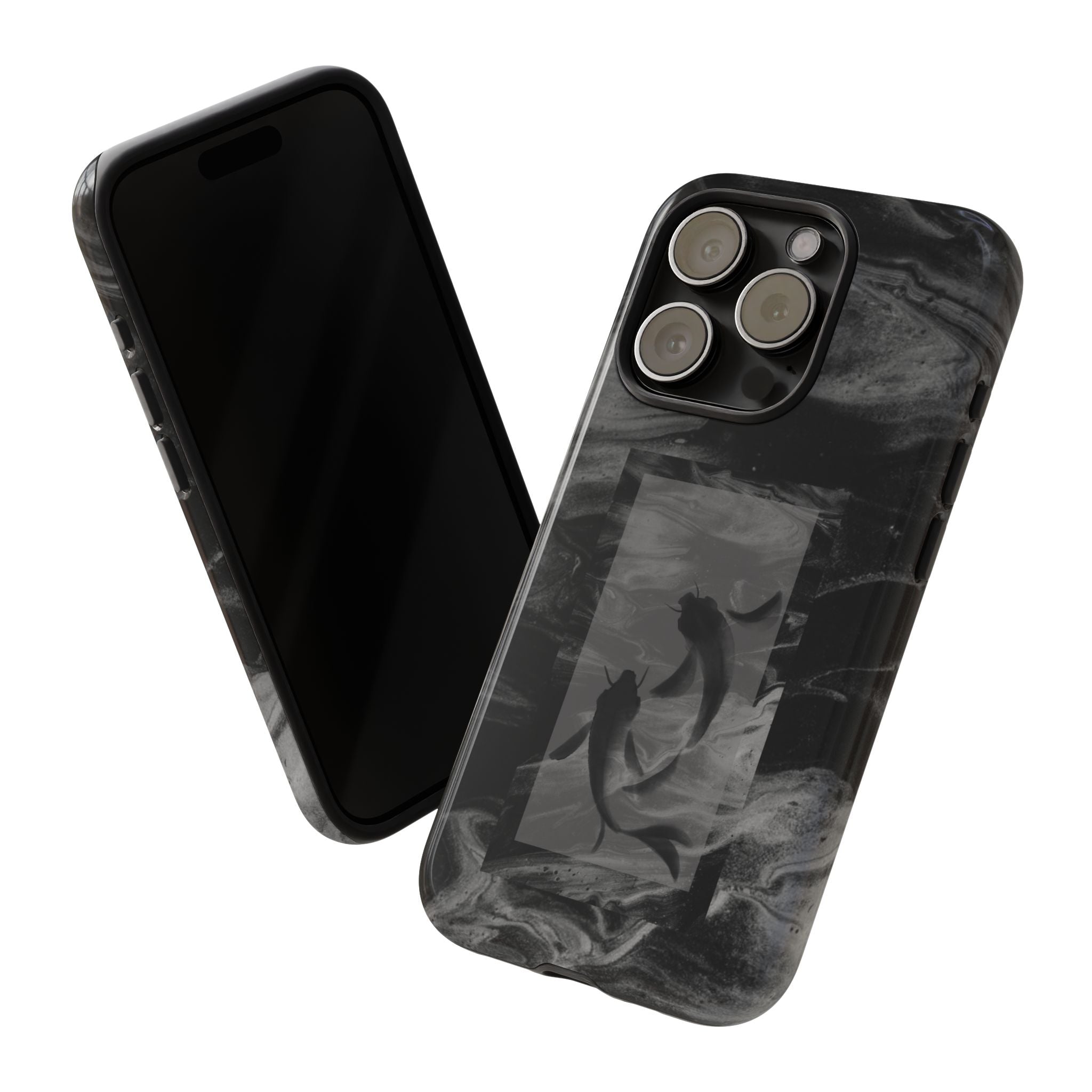 Koi Yin-Yang Marble Phone Case – Black Smoky Art Protection