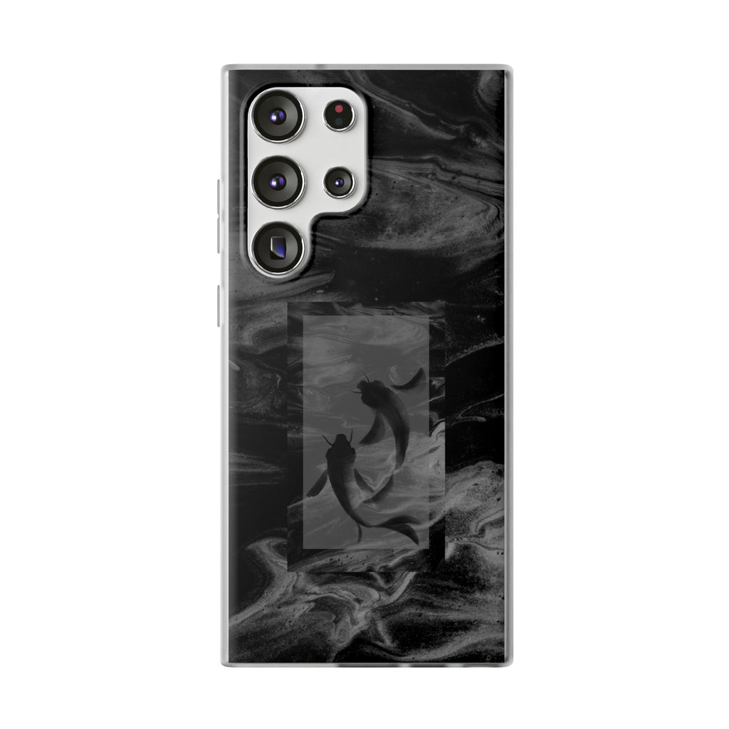 Black Koi Phone Case — Minimalist Monochrome Fish Design