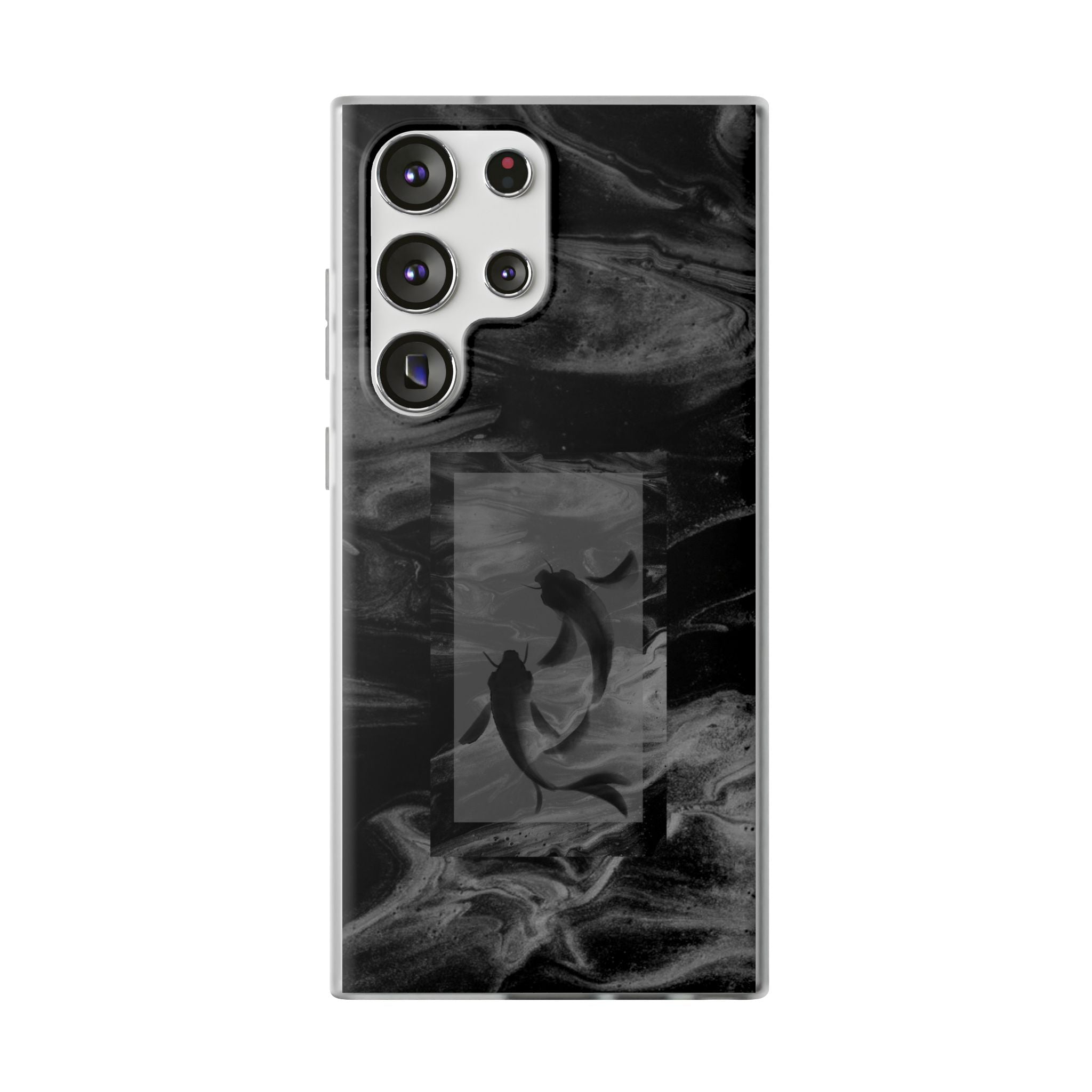 Black Koi Phone Case — Minimalist Monochrome Fish Design