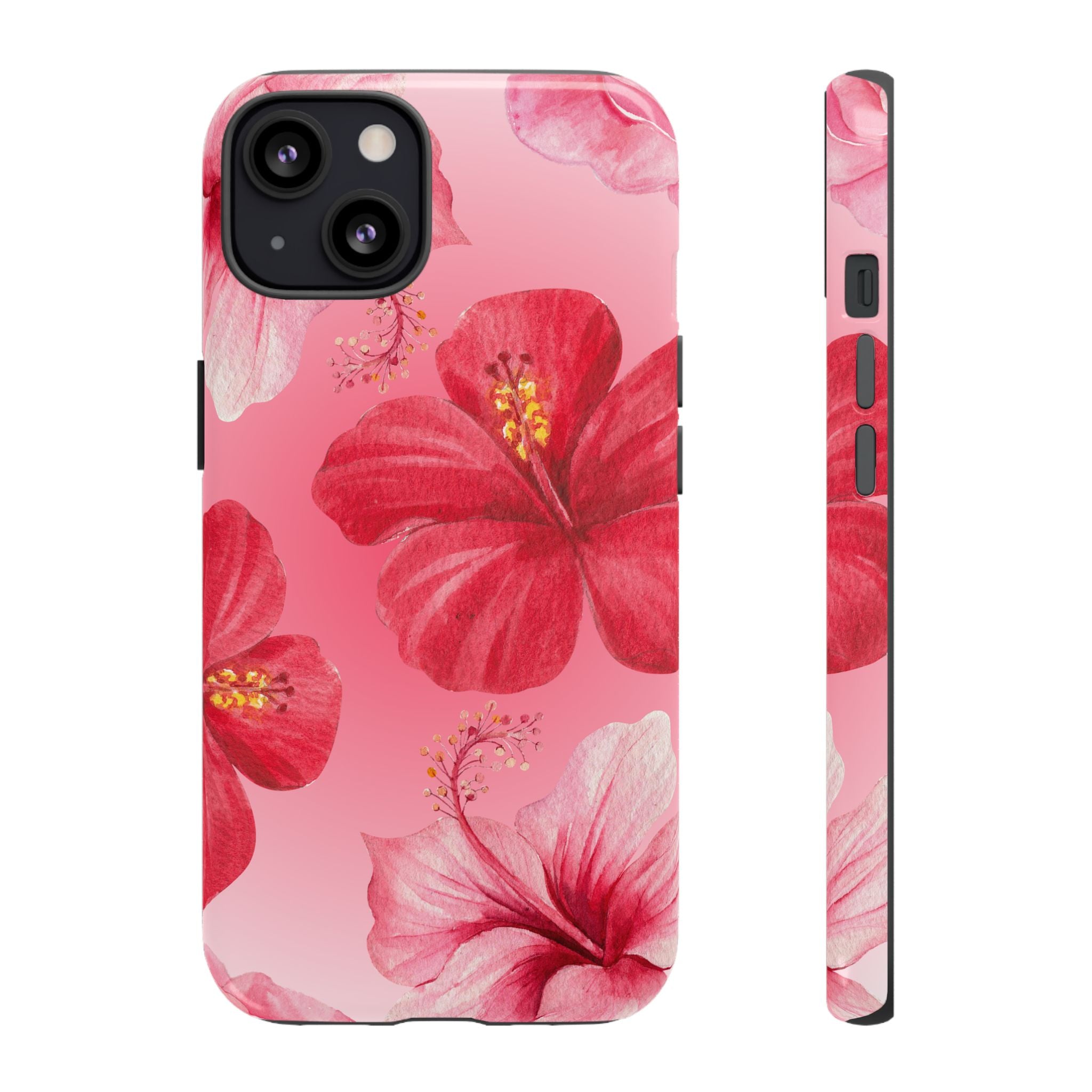 Hibiscus Pink Tough Phone Case — Floral Tropical Protective Cover