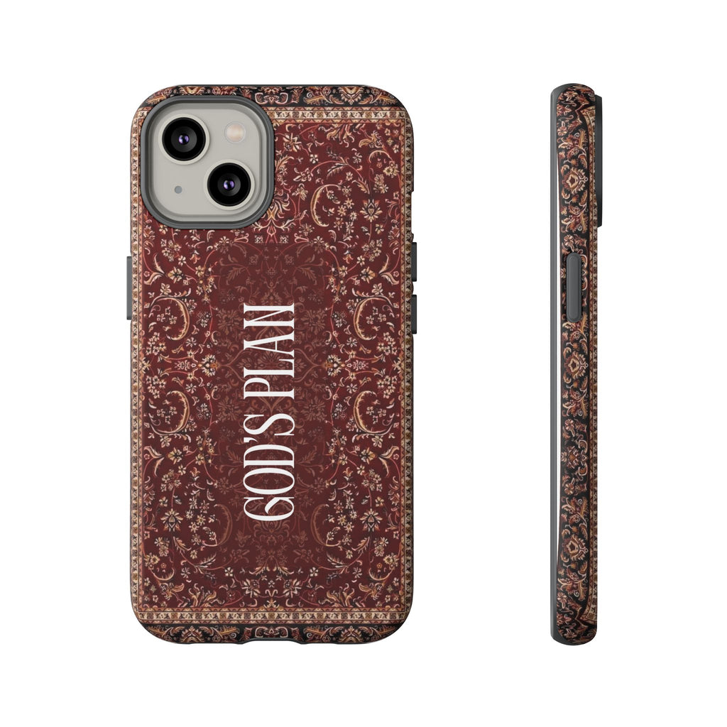 God's Plan — Vintage Tapestry Christian Tough Phone Case | Boho Faith Cover