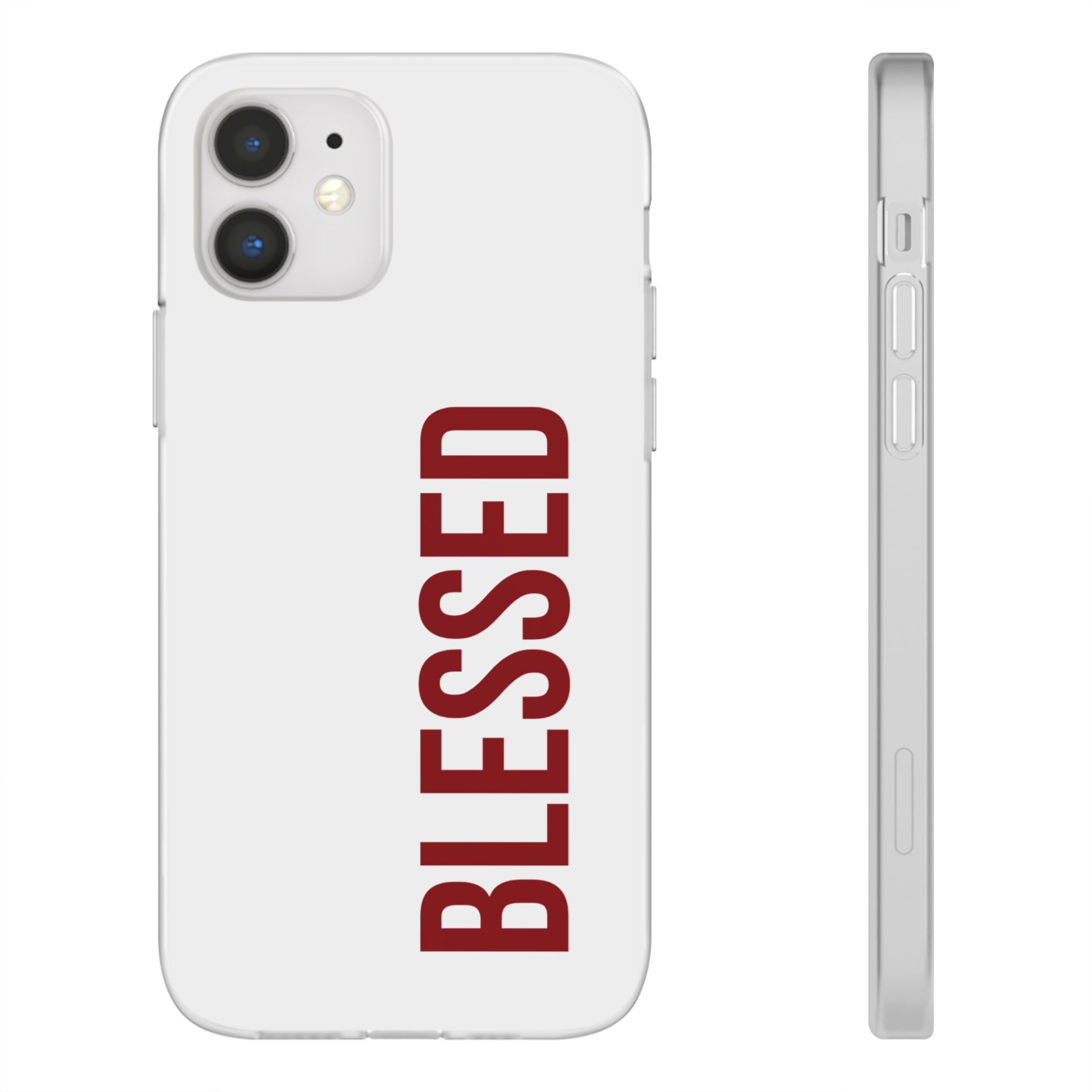 Blessed Phone Case — Vertical Red Typography Clear Flexi Case