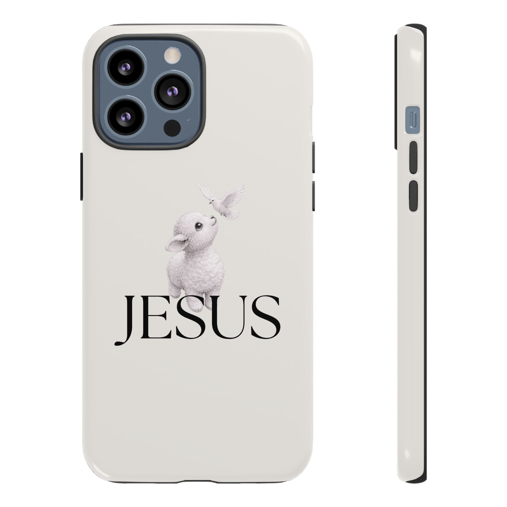 Jesus Lamb Phone Case - Christian Faith iPhone Case with Dove Design