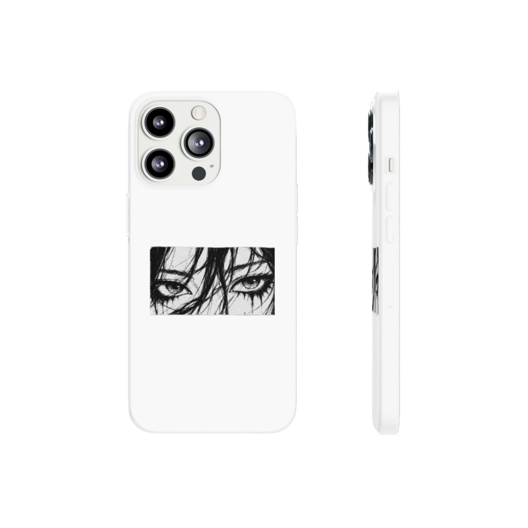 Anime Eyes Illustration Phone Case - Moody Black & White Flexi Case
