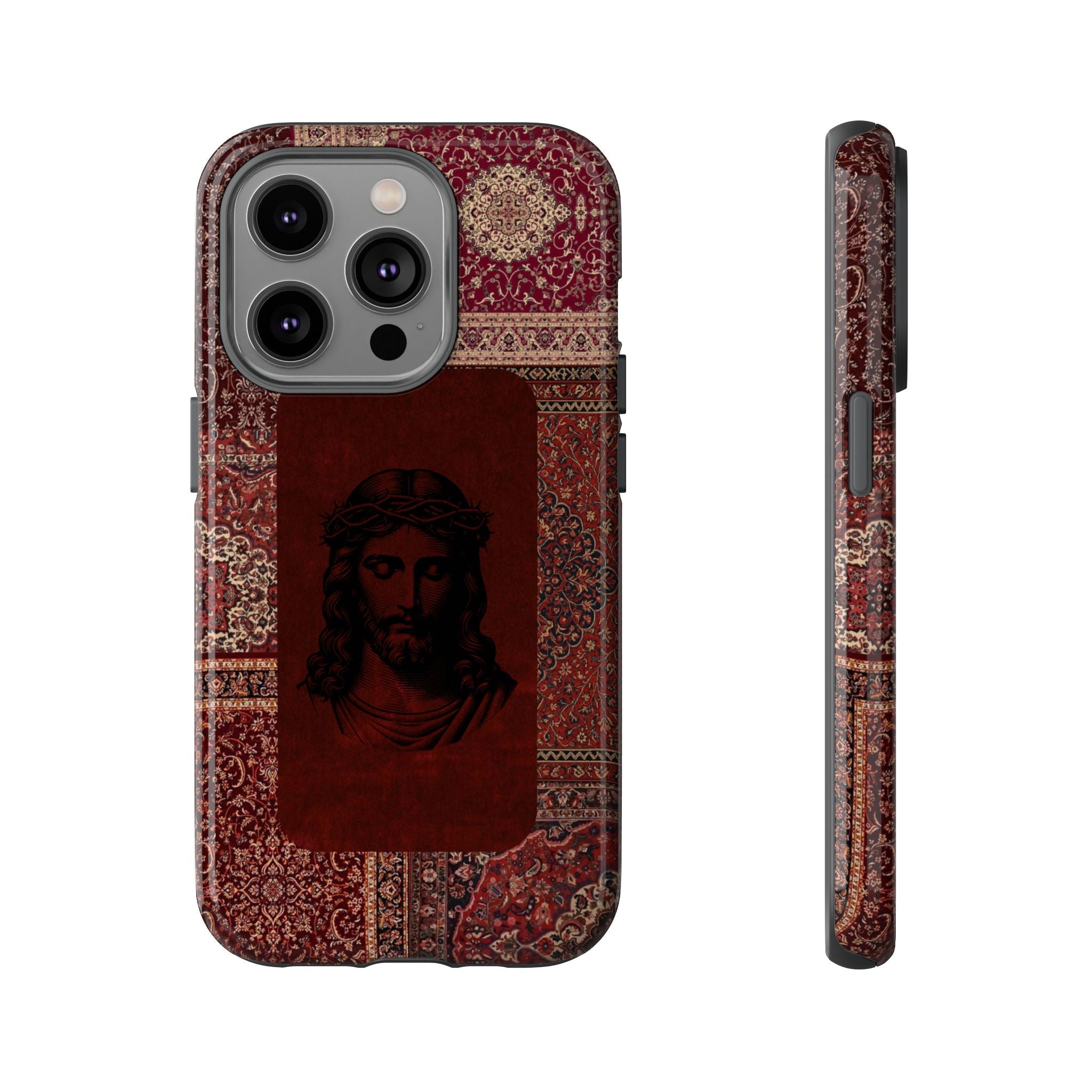 Religious Vintage Rug Phone Case — Jesus Portrait Tough Case