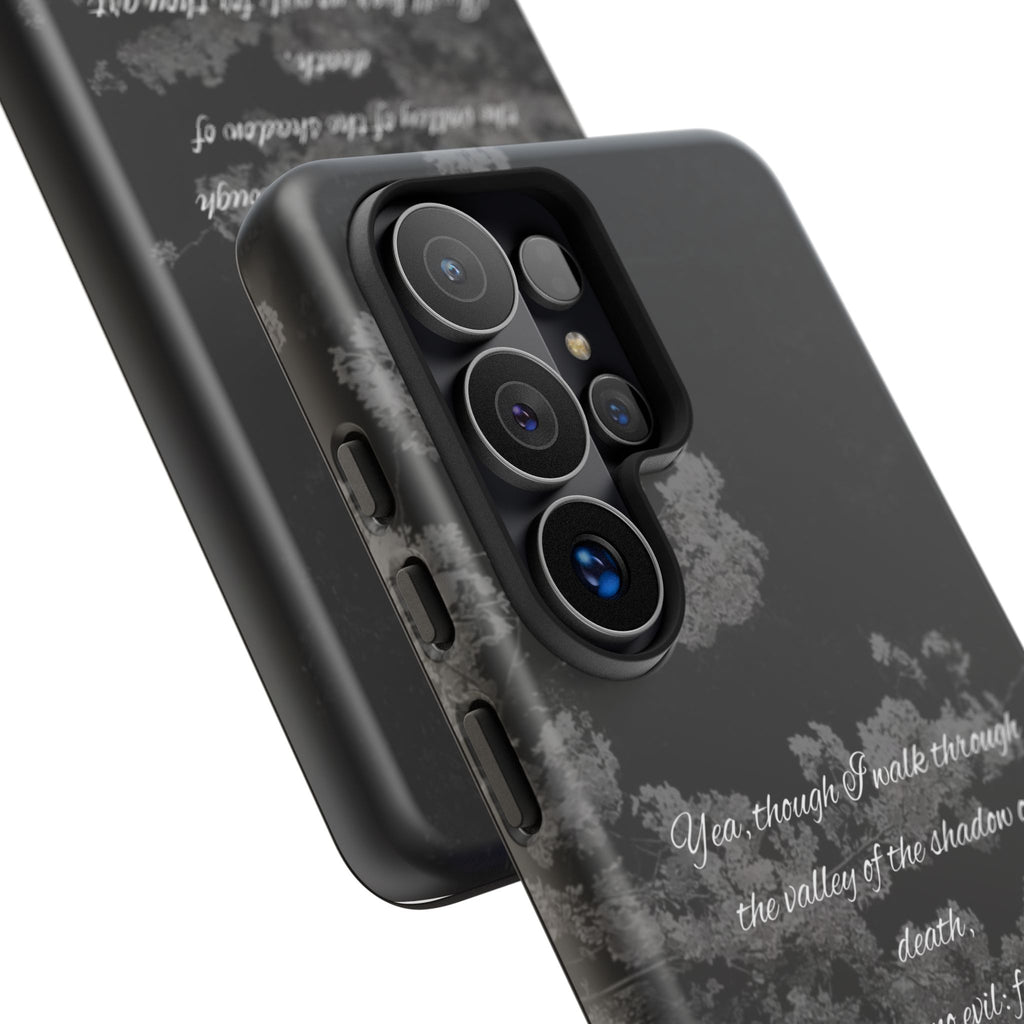 Bible Verse Phone Case — Psalm 23:4 Comfort Black Protective Cover
