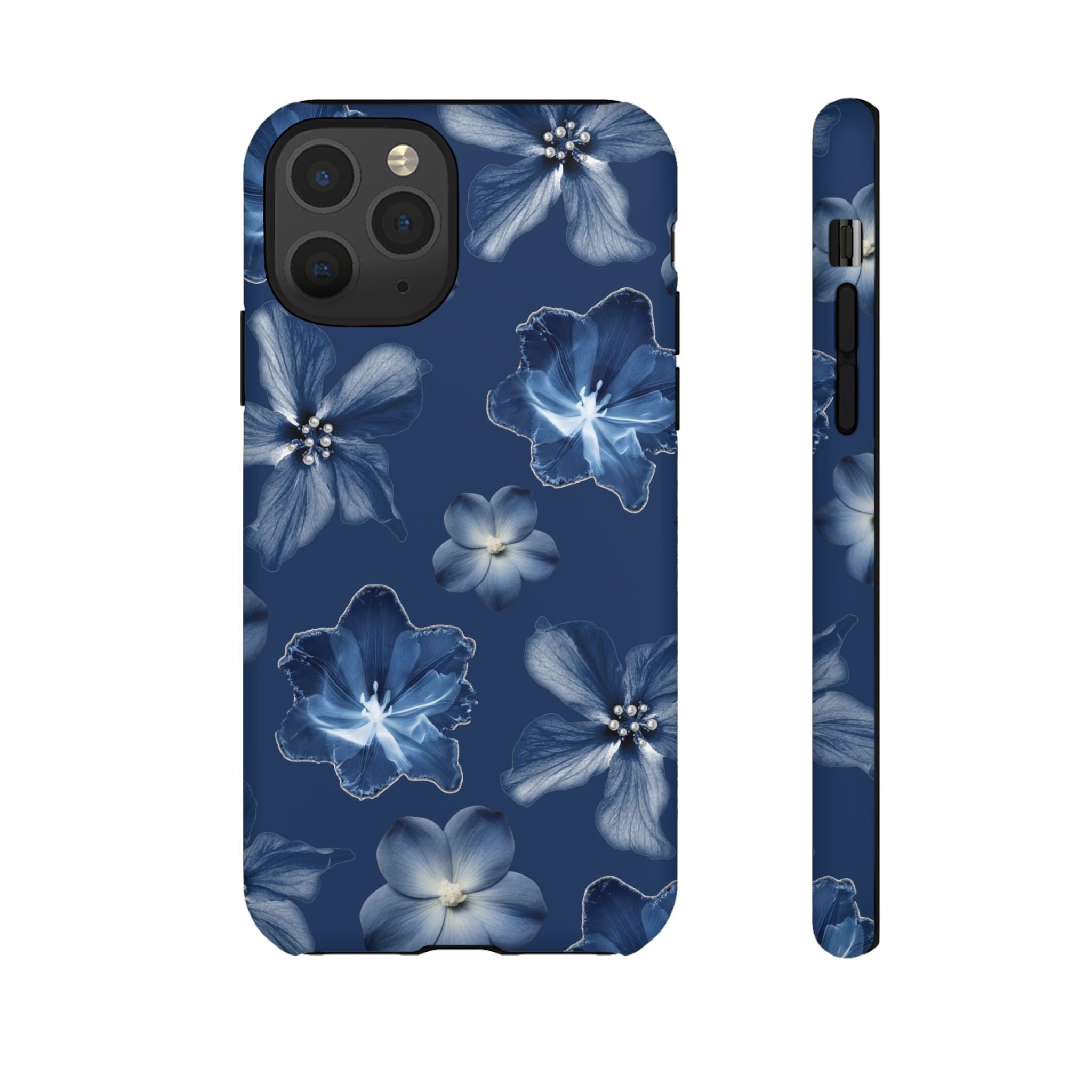 Navy Floral Tough Phone Case — Blue Bloom Protective Cover