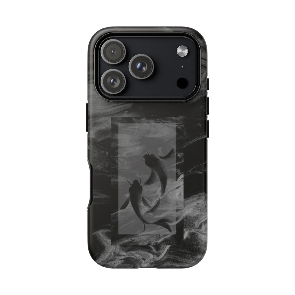 Koi Yin-Yang Marble Phone Case – Black Smoky Art Protection