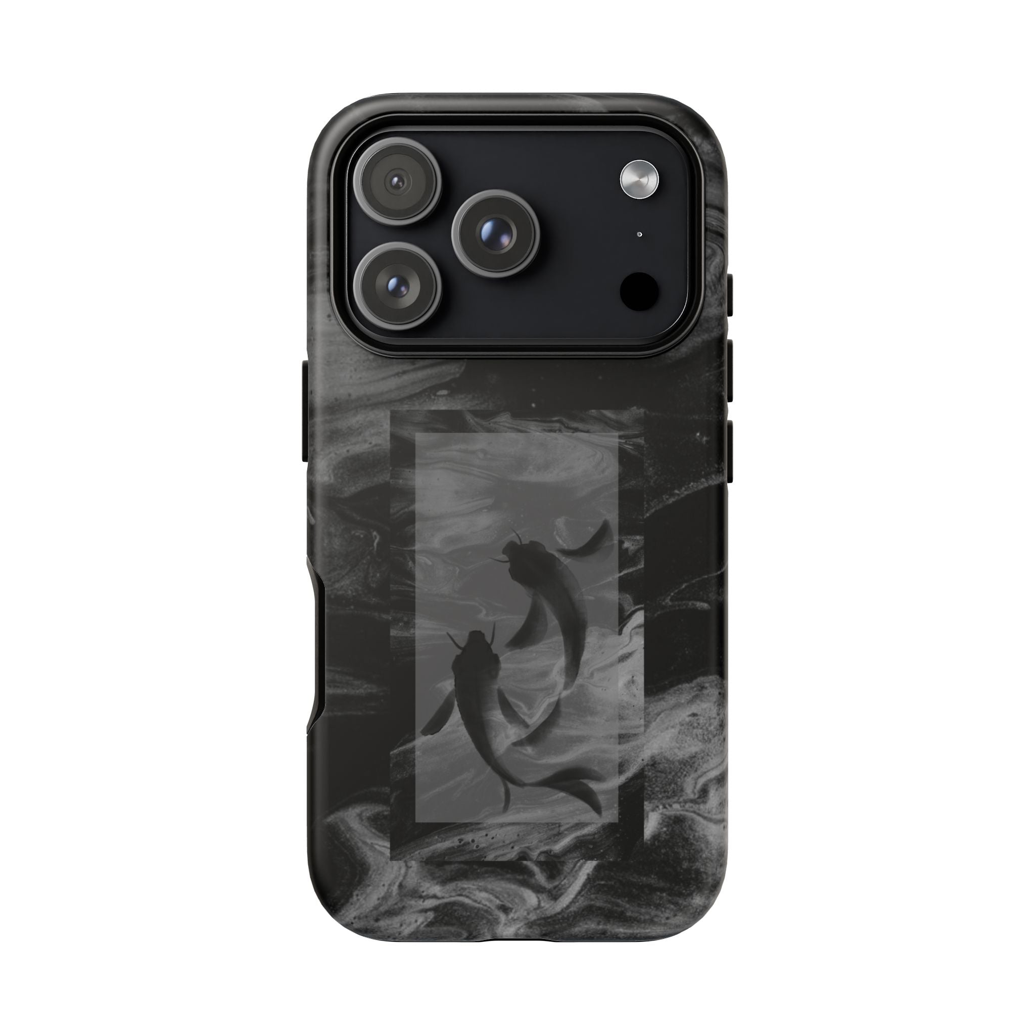 Koi Yin-Yang Marble Phone Case – Black Smoky Art Protection