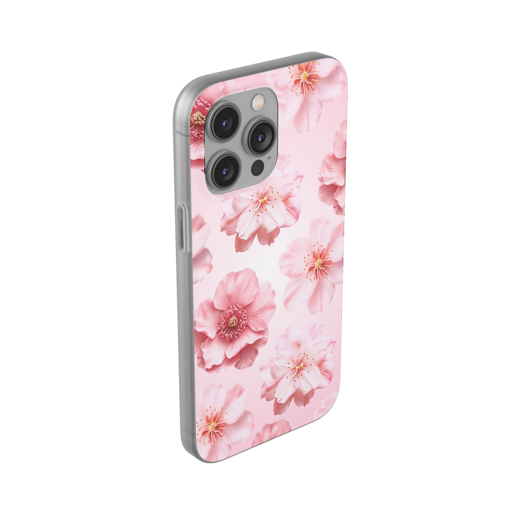 Pink Cherry Blossom Phone Case — Floral Slim Flexi Case for iPhone