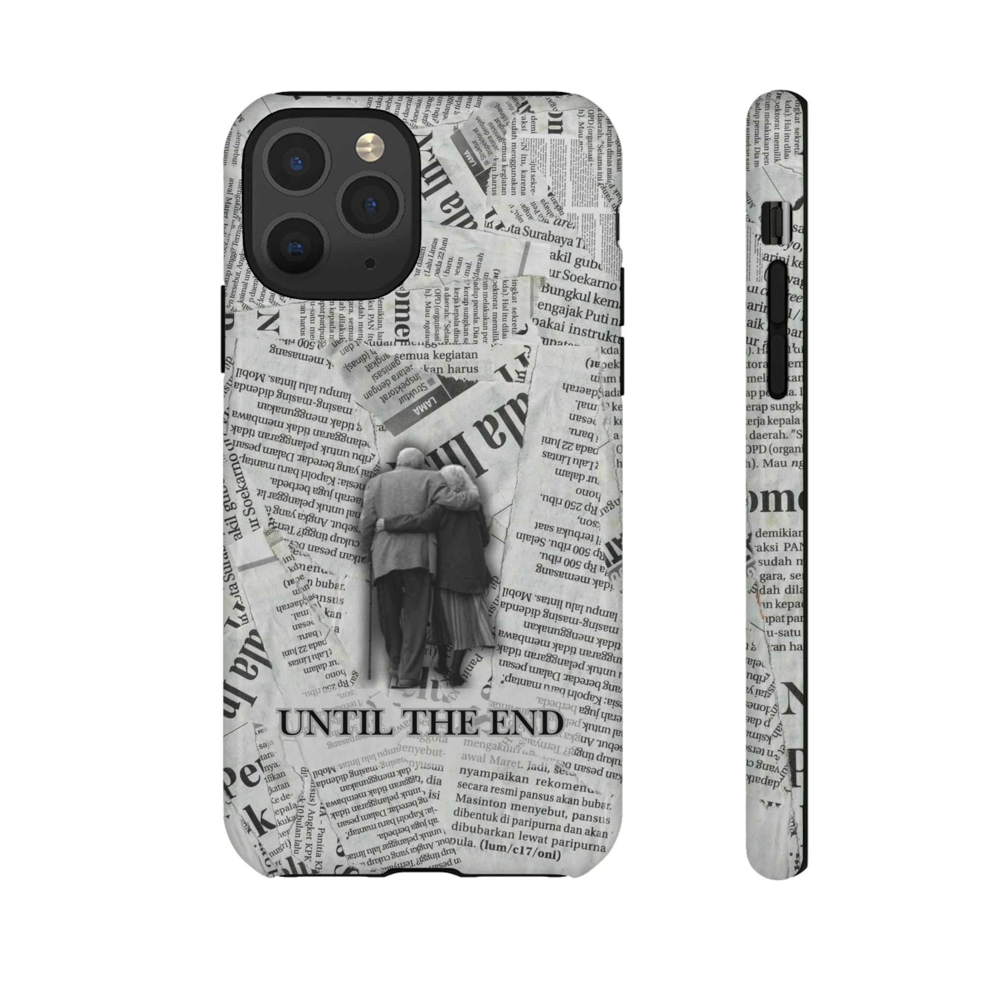 Until the End Newspaper Collage Phone Case