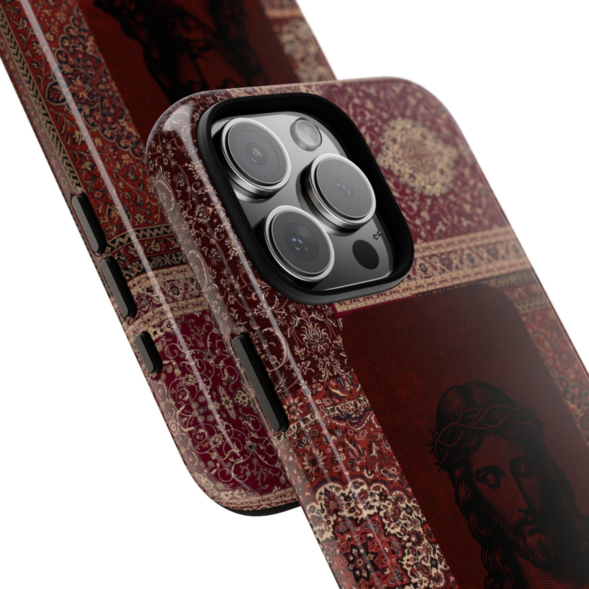 Religious Vintage Rug Phone Case — Jesus Portrait Tough Case