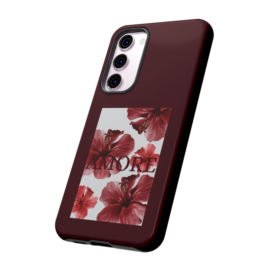 Amore Floral Phone Case — Burgundy Tough Protective Cover