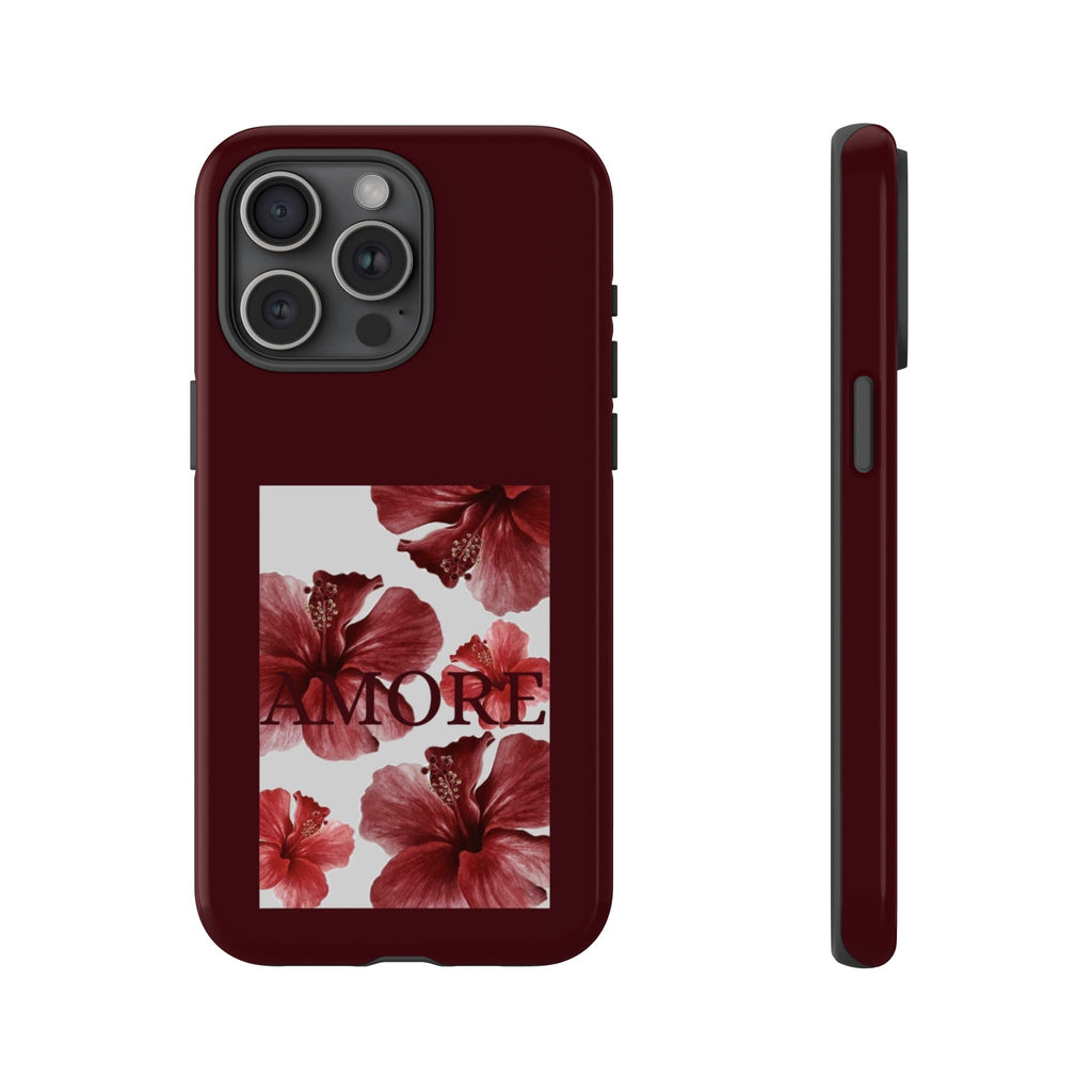Amore Floral Phone Case — Burgundy Tough Protective Cover
