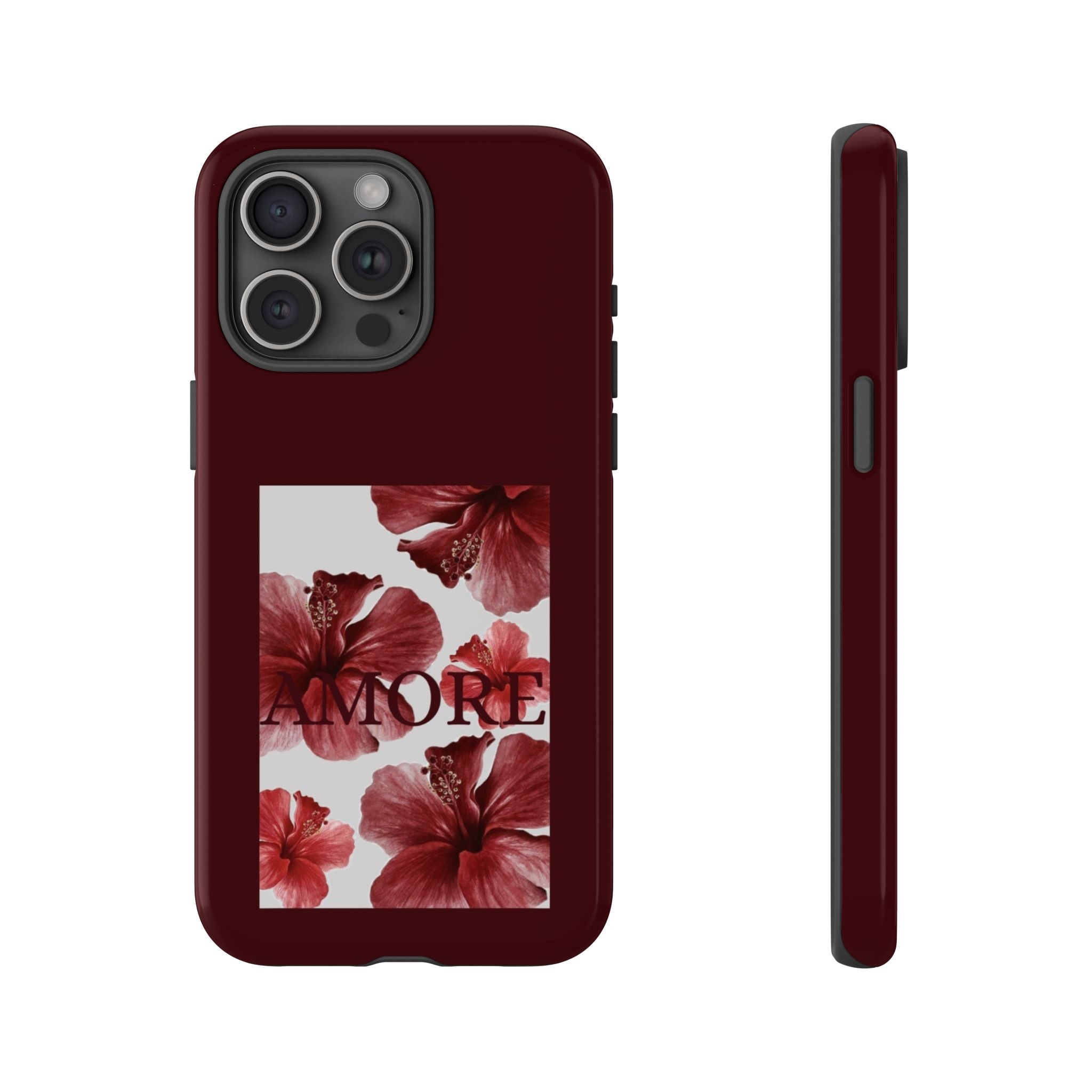 Amore Floral Phone Case — Burgundy Tough Protective Cover