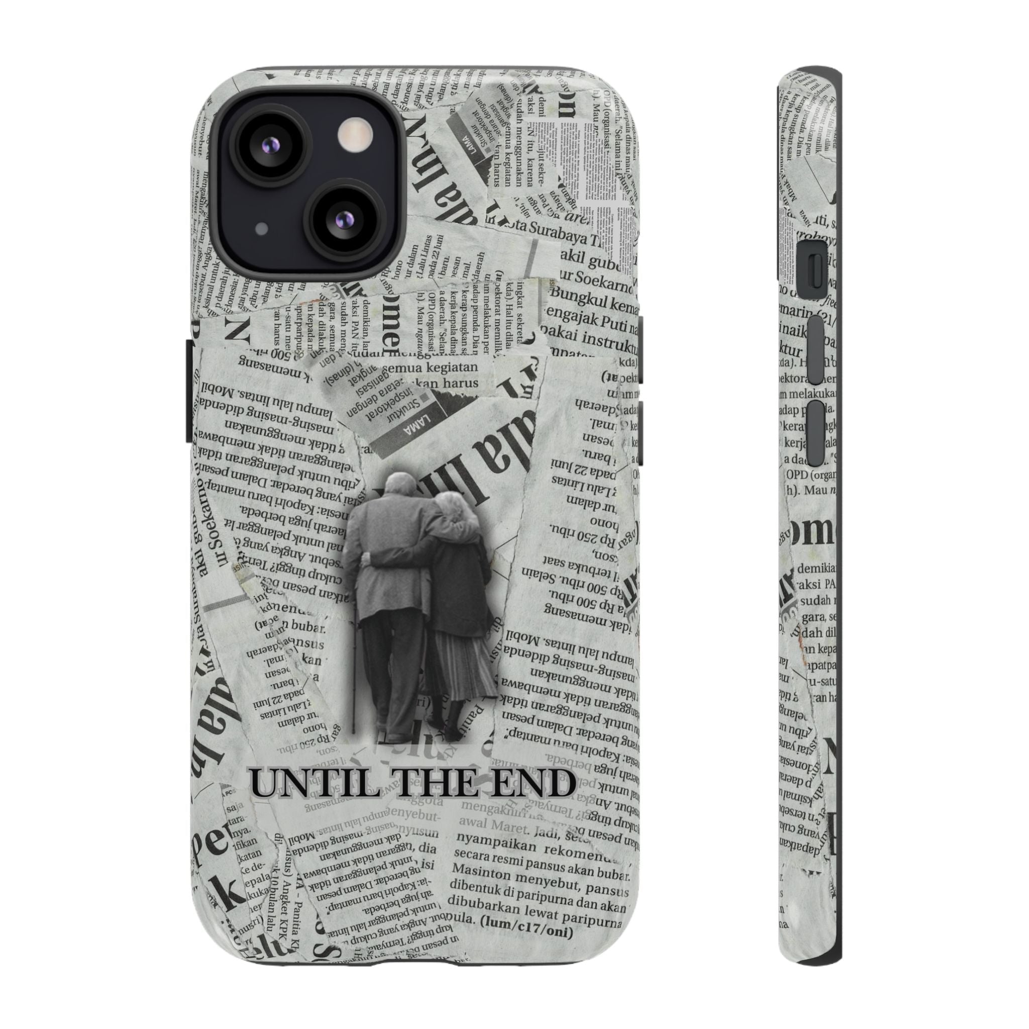 Until the End Newspaper Collage Phone Case