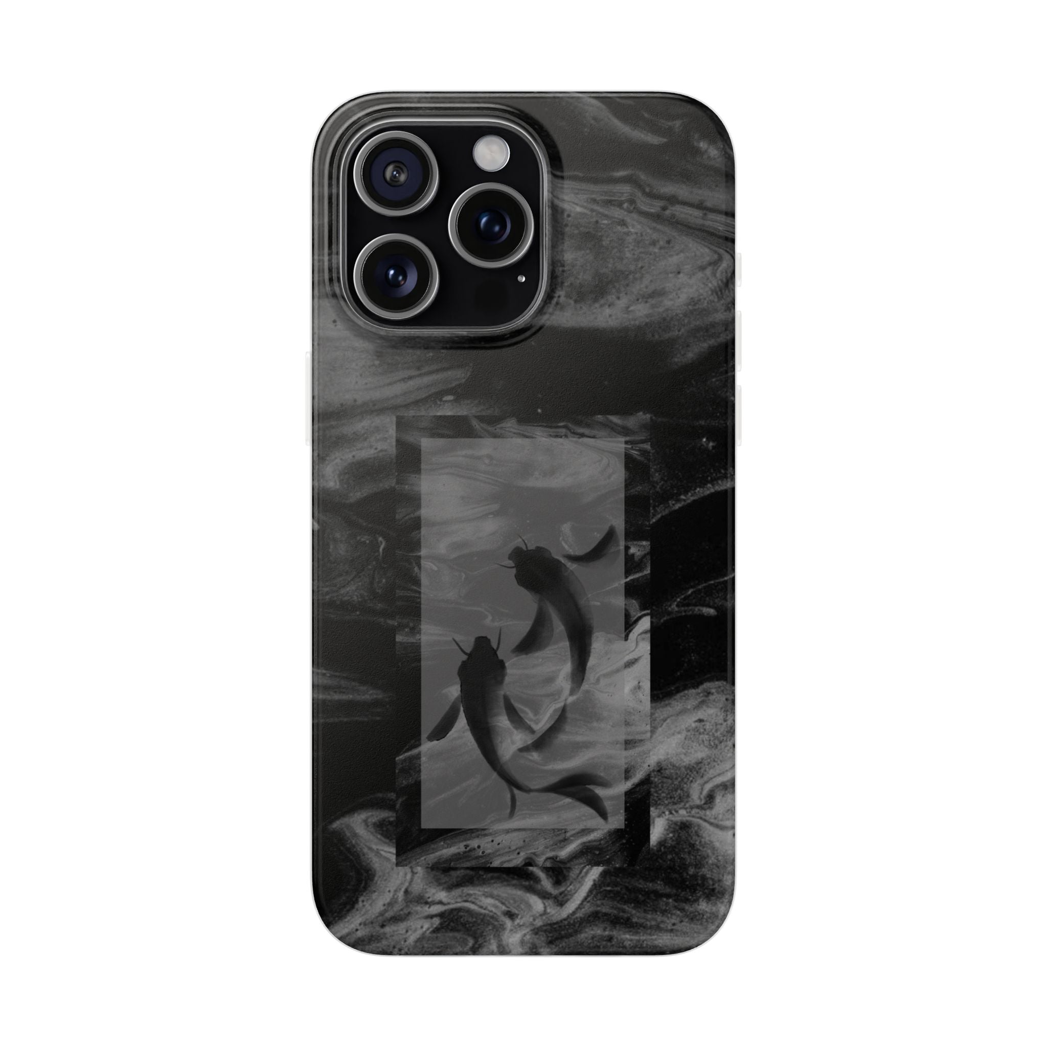 Black Koi Phone Case — Minimalist Monochrome Fish Design