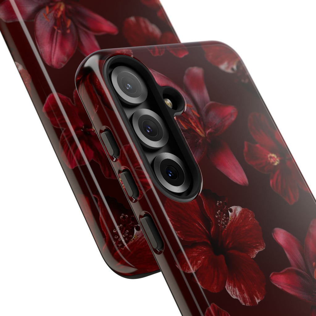 Tough Cases - Dark Red Floral Phone Case
