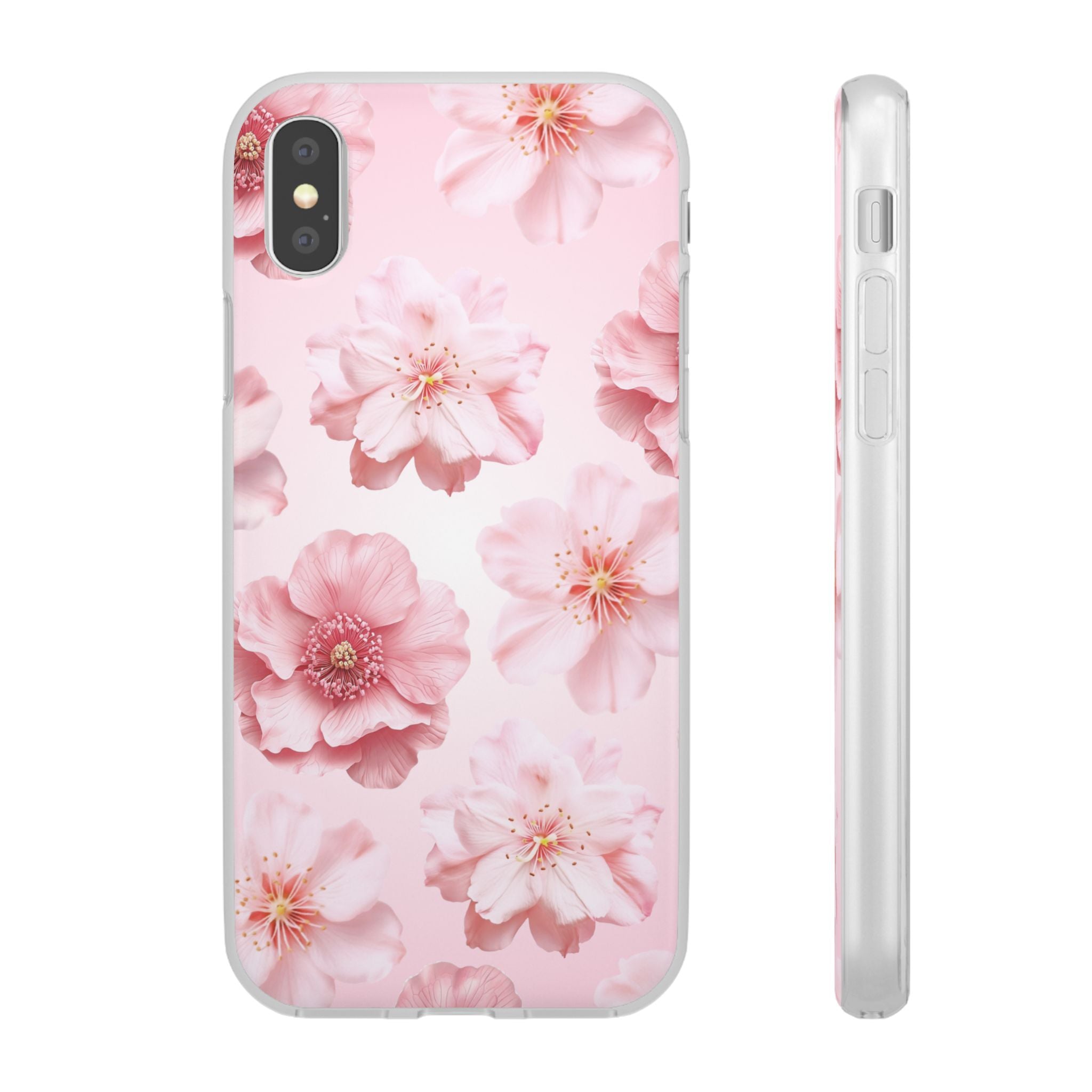 Pink Cherry Blossom Phone Case — Floral Slim Flexi Case for iPhone
