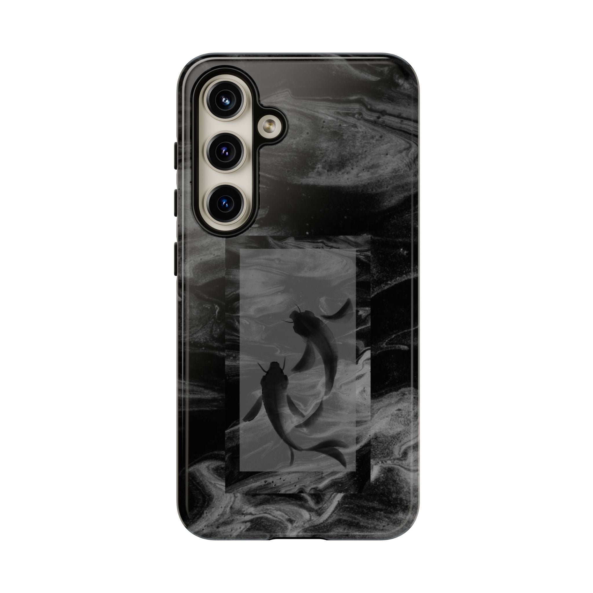 Koi Yin-Yang Marble Phone Case – Black Smoky Art Protection