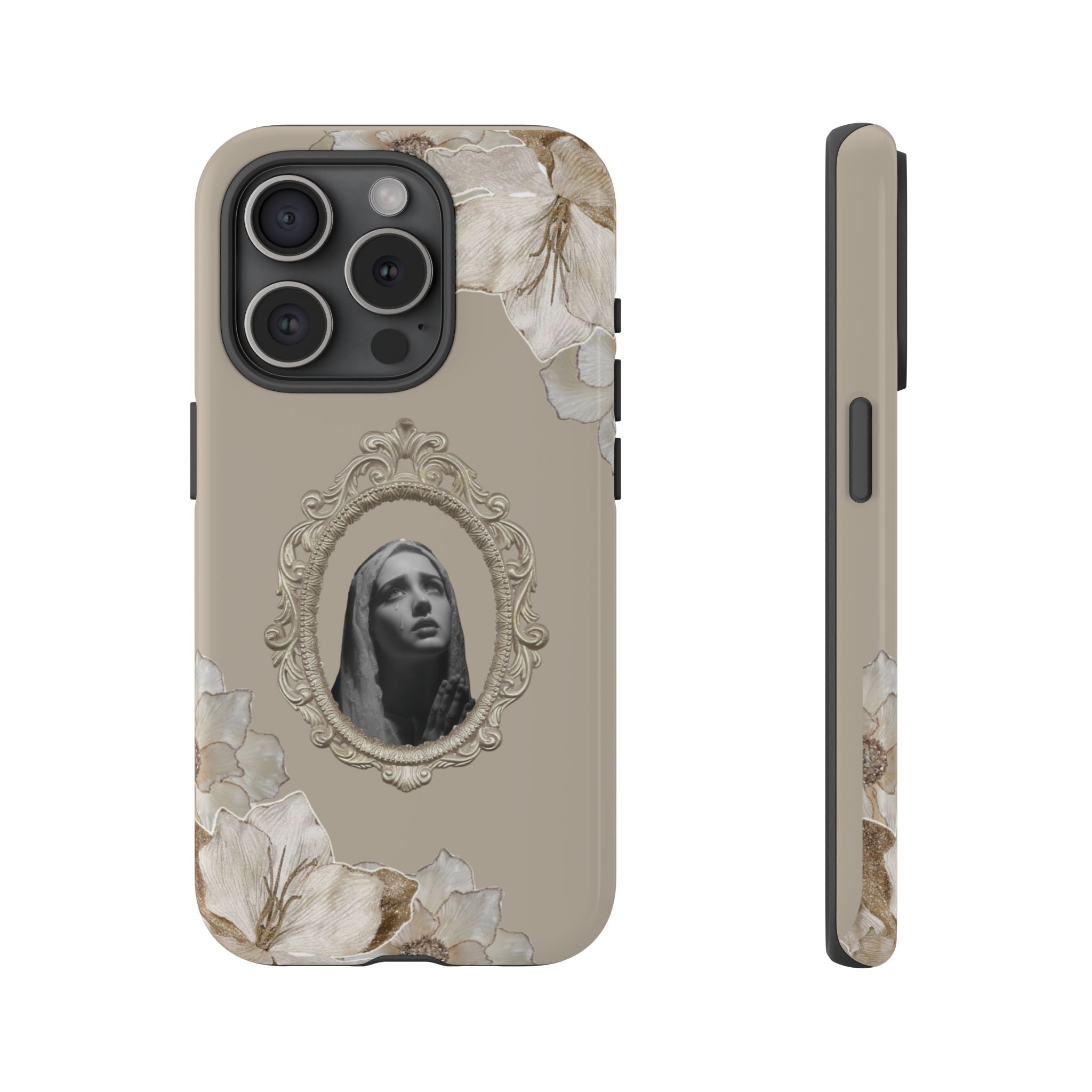 Vintage Floral Phone Case with Sacred Madonna Portrait
