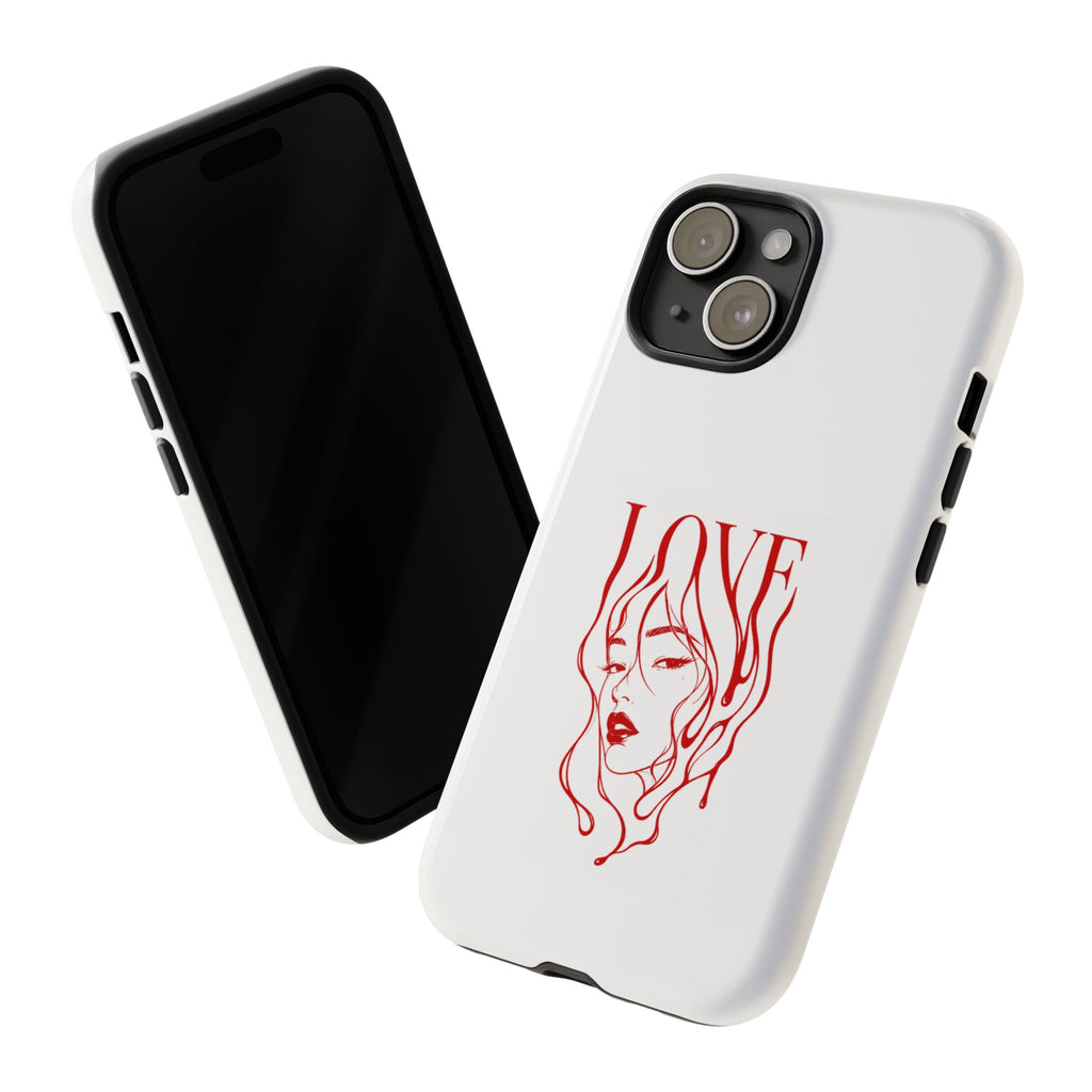 Red Line Art 'Love' Face Design - Tough Case