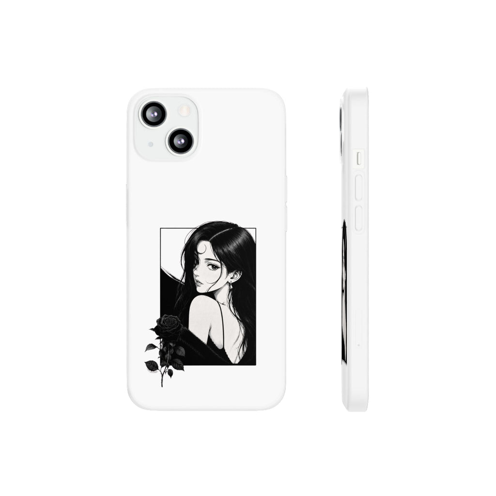Anime Girl Noir Black Rose Illustration Flexi Case
