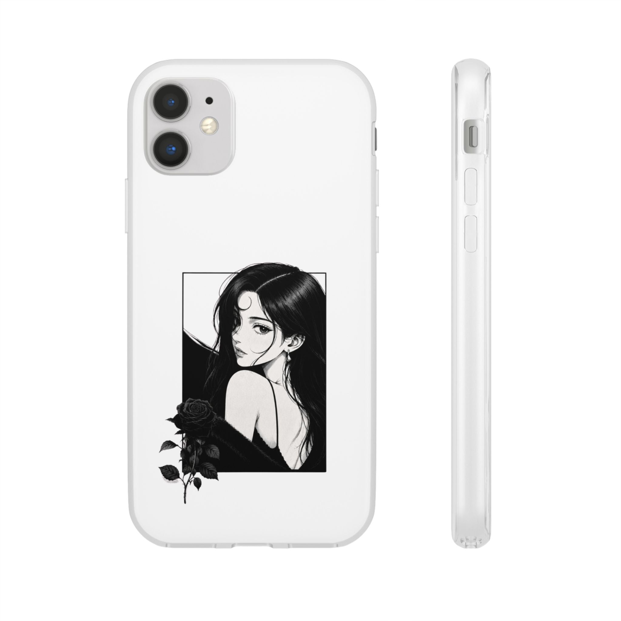 Anime Girl Noir Black Rose Illustration Flexi Case